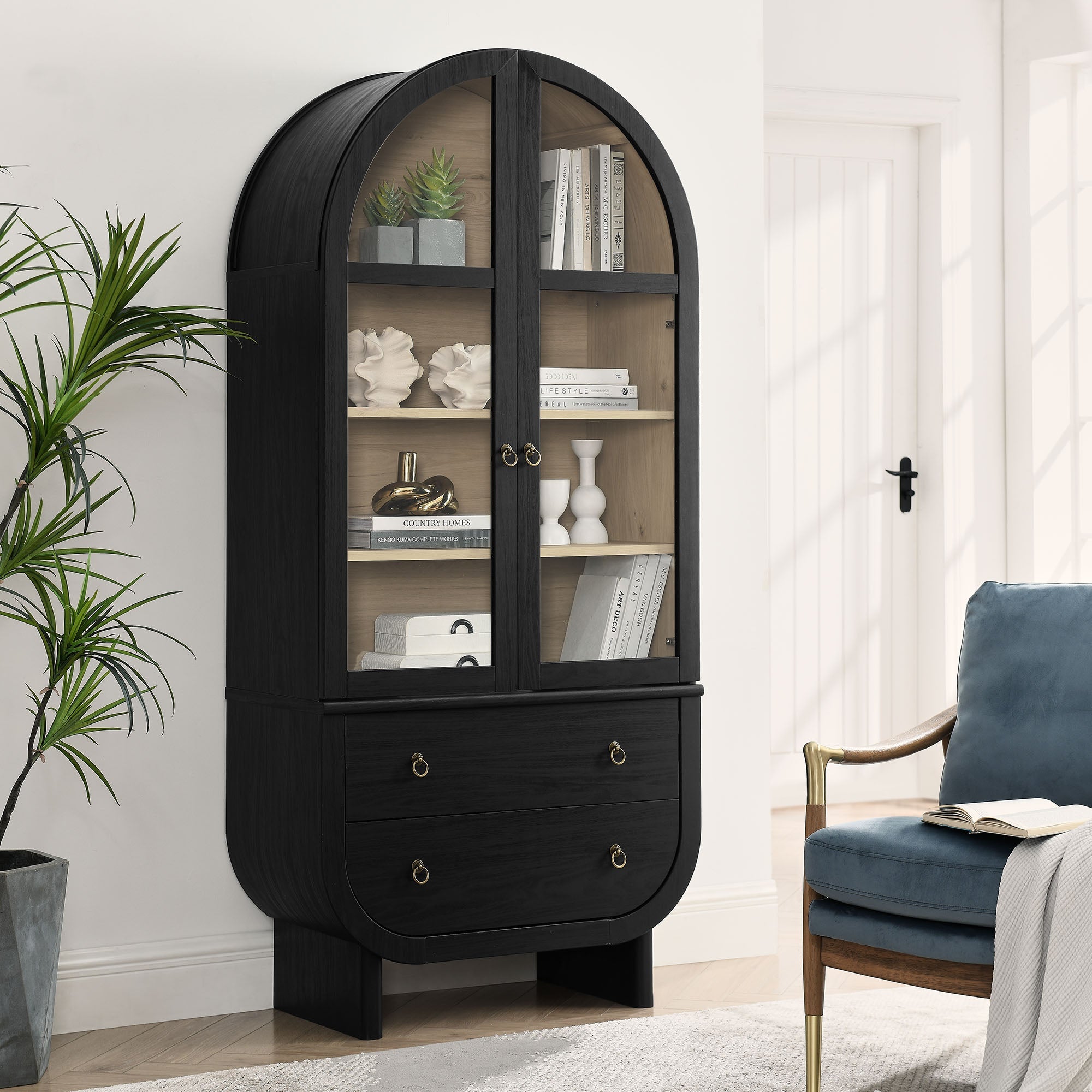 Nyx Arched Display Cabinet in Black