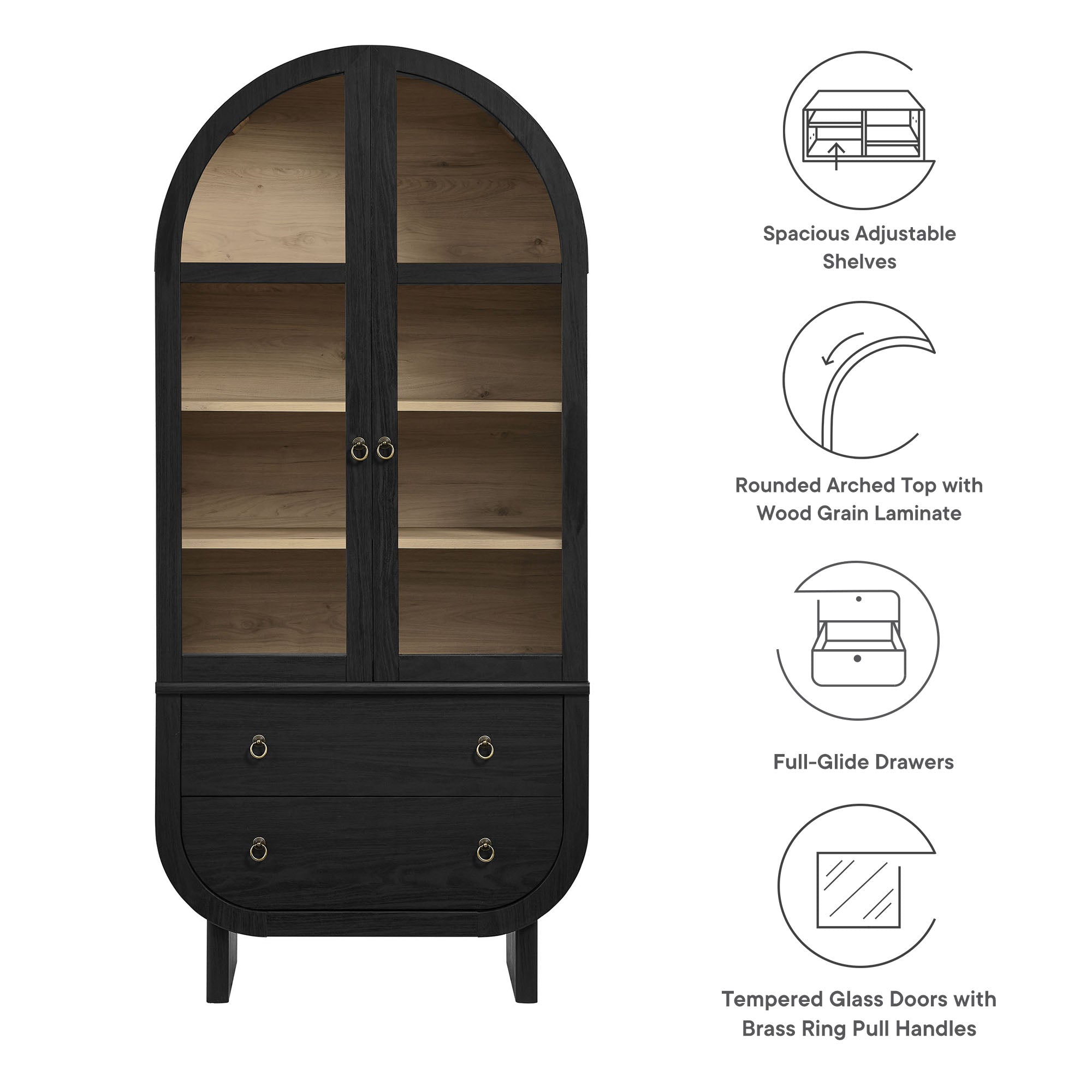 Nyx Arched Display Cabinet in Black