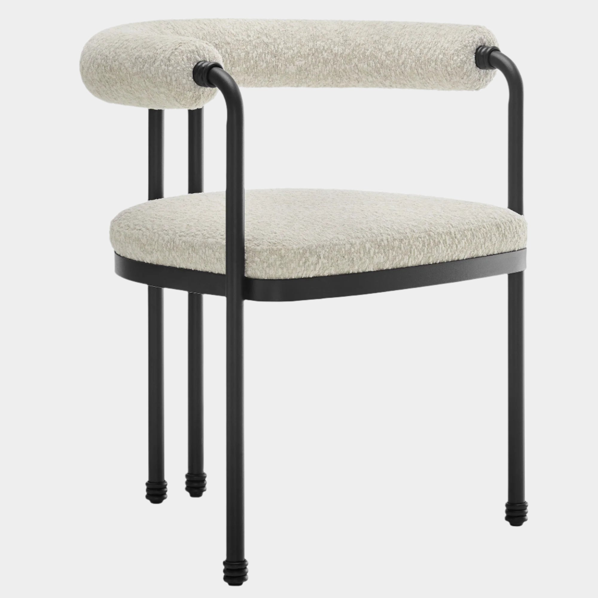 Turin Curved Back Boucle and Metal Dining Accent Chair