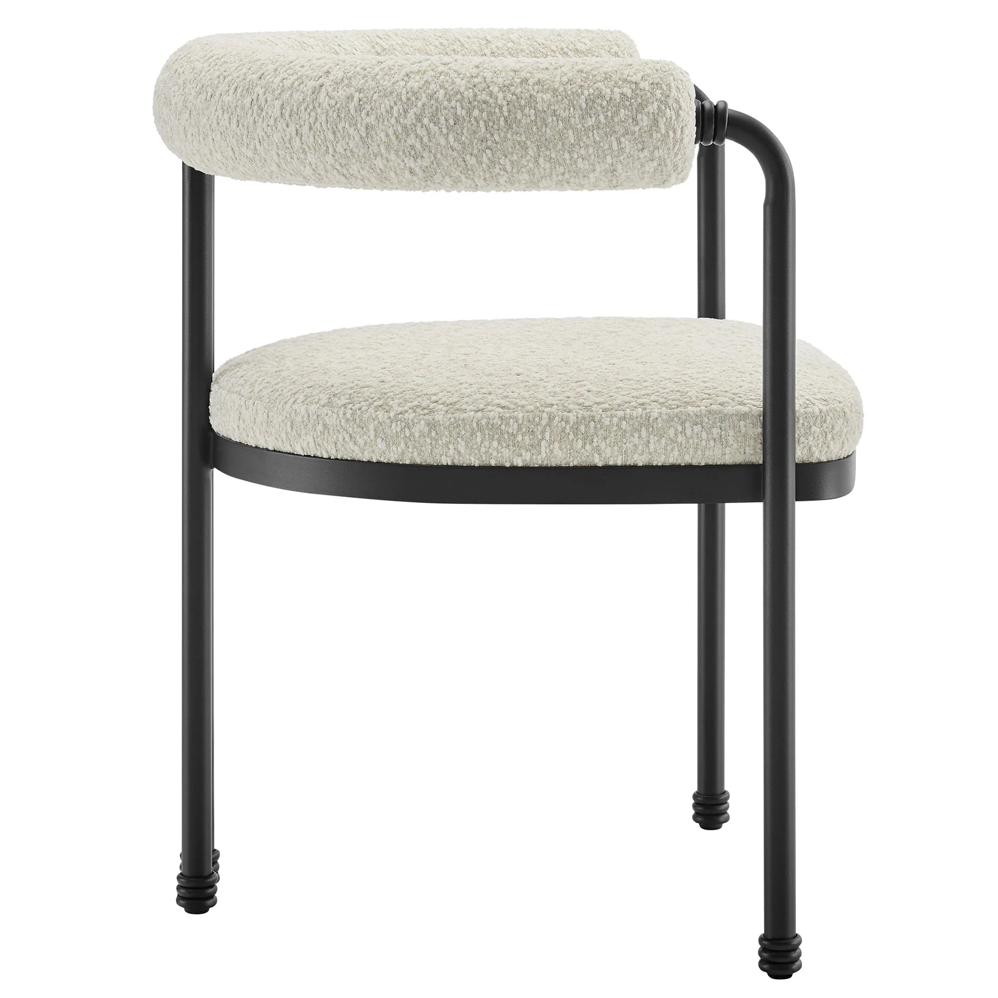 Turin Curved Back Boucle and Metal Dining Accent Chair