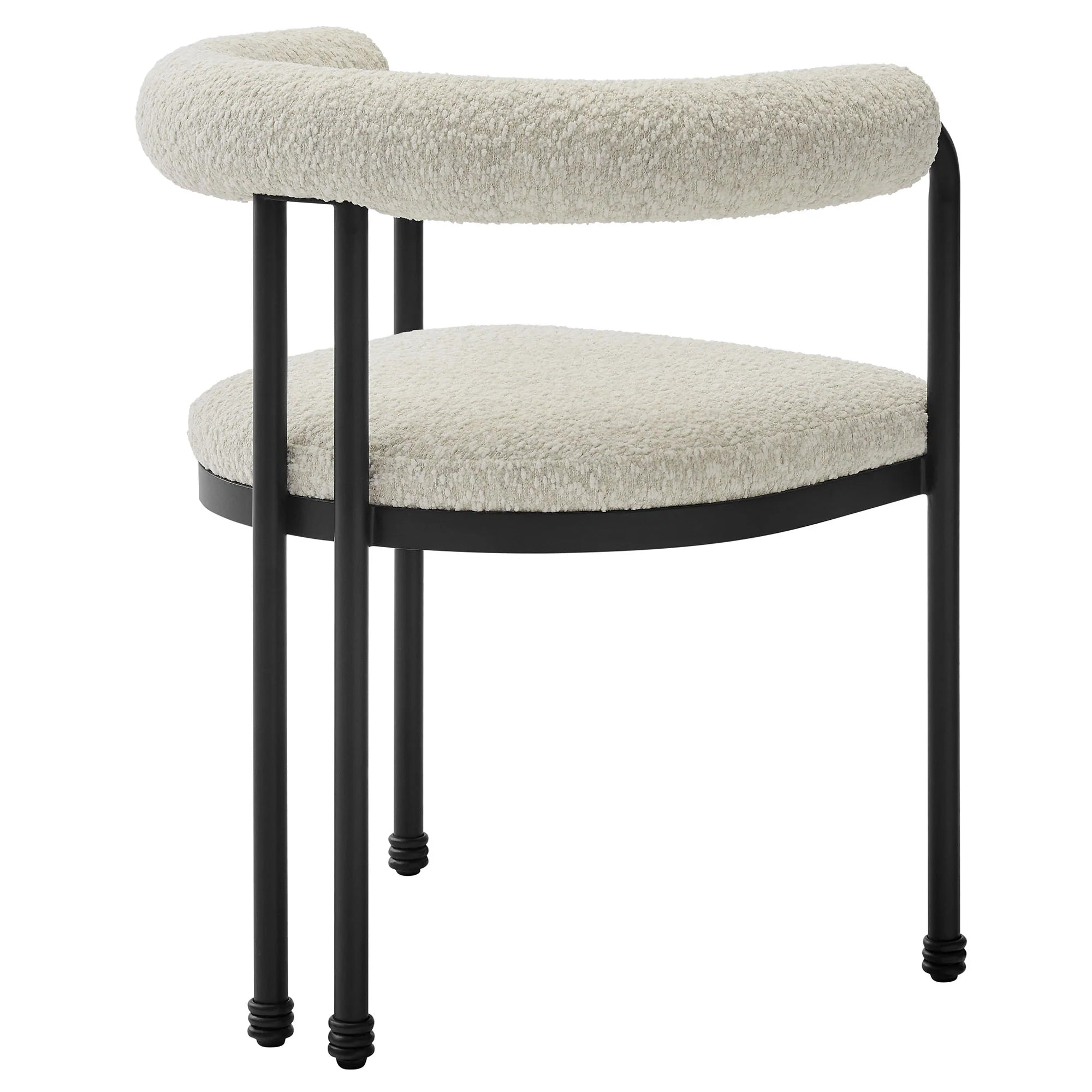 Turin Curved Back Boucle and Metal Dining Accent Chair