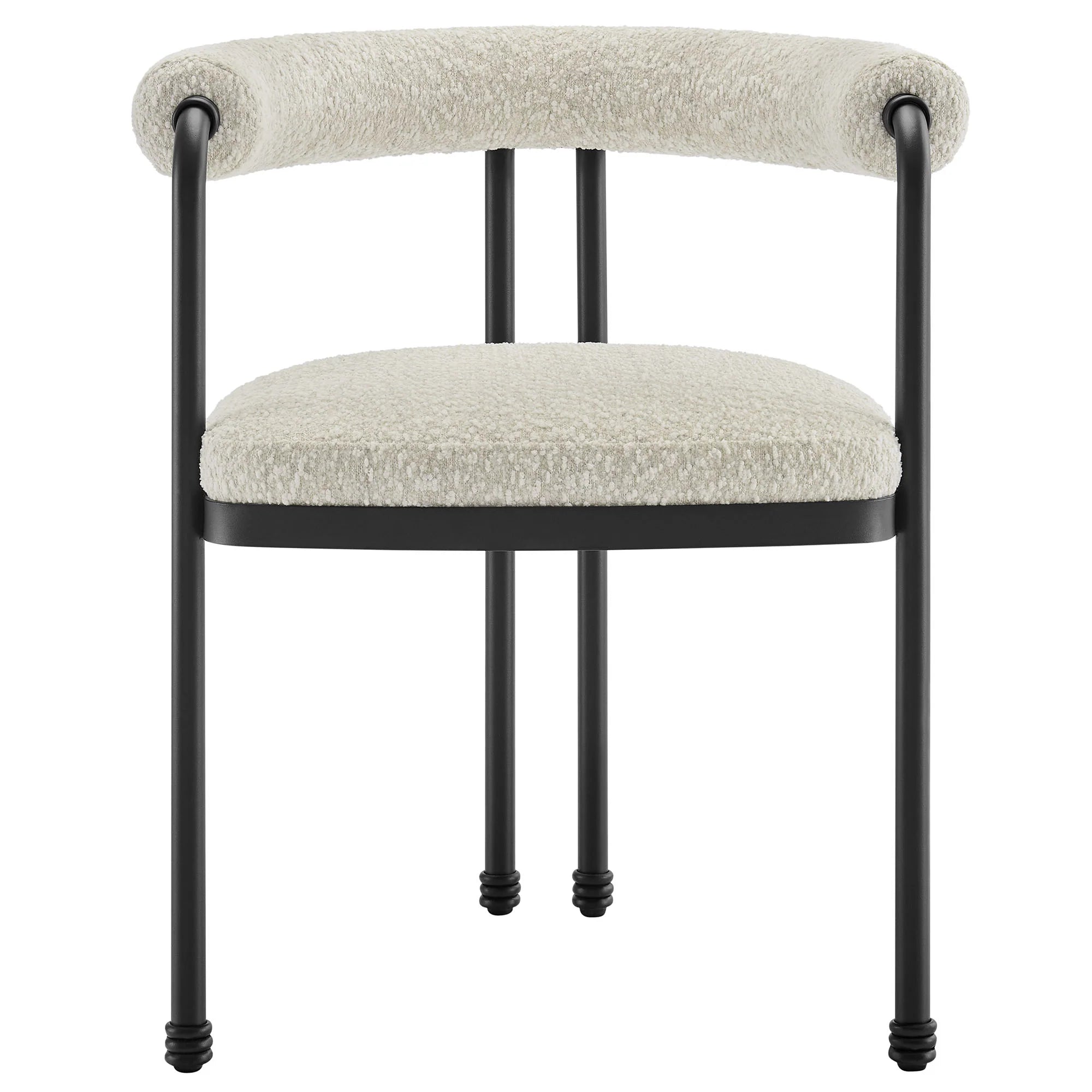 Turin Curved Back Boucle and Metal Dining Accent Chair