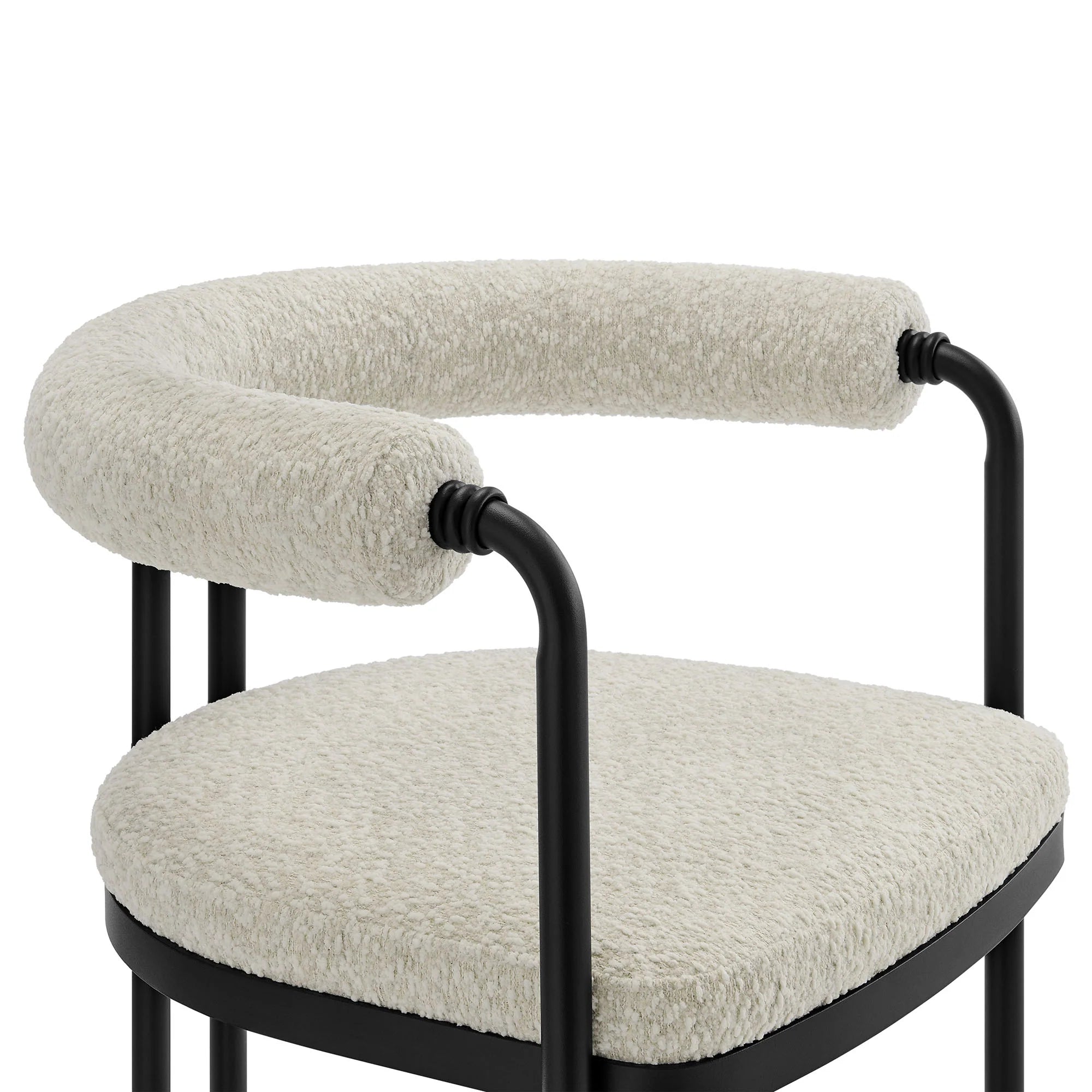 Turin Curved Back Boucle and Metal Dining Accent Chair