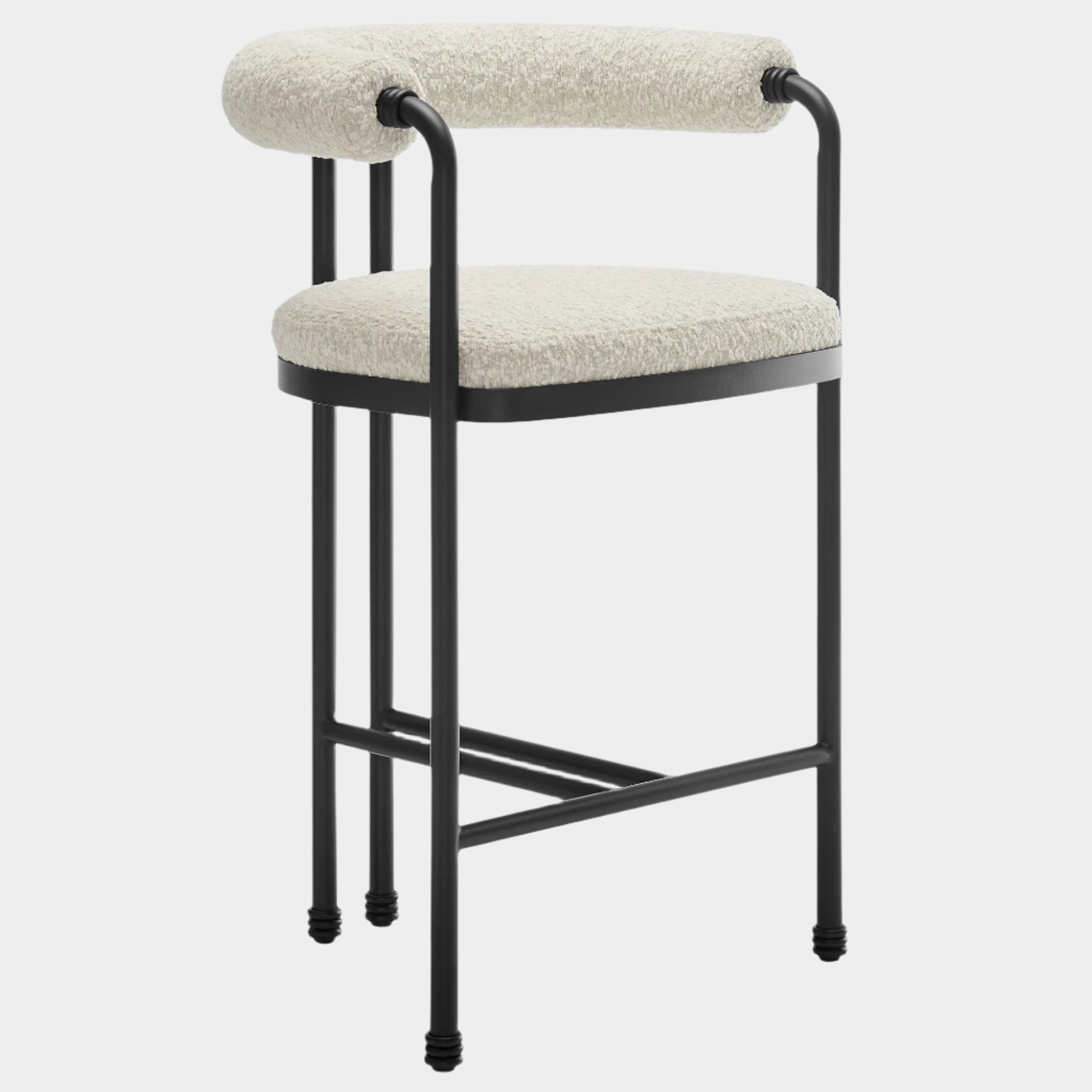 Turin Curved Back Boucle and Metal Counter Stool