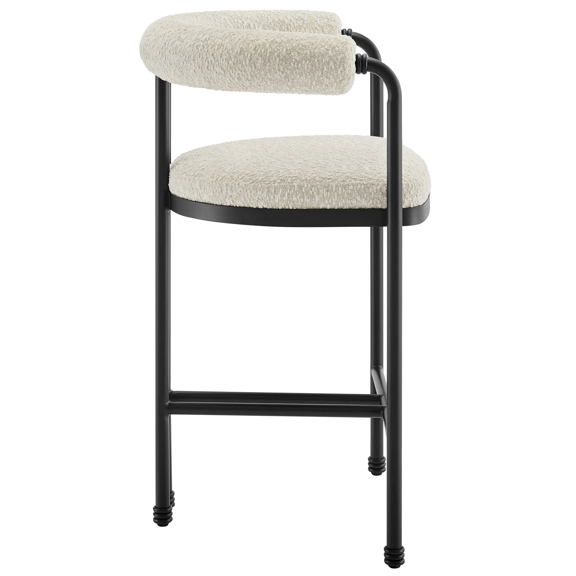 Turin Curved Back Boucle and Metal Counter Stool