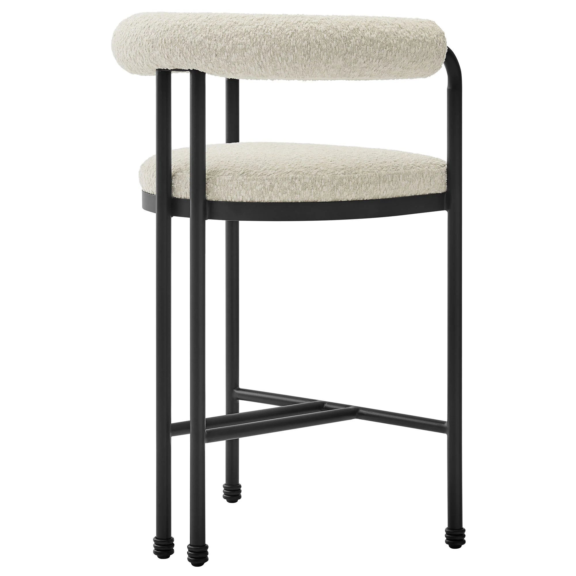 Turin Curved Back Boucle and Metal Counter Stool