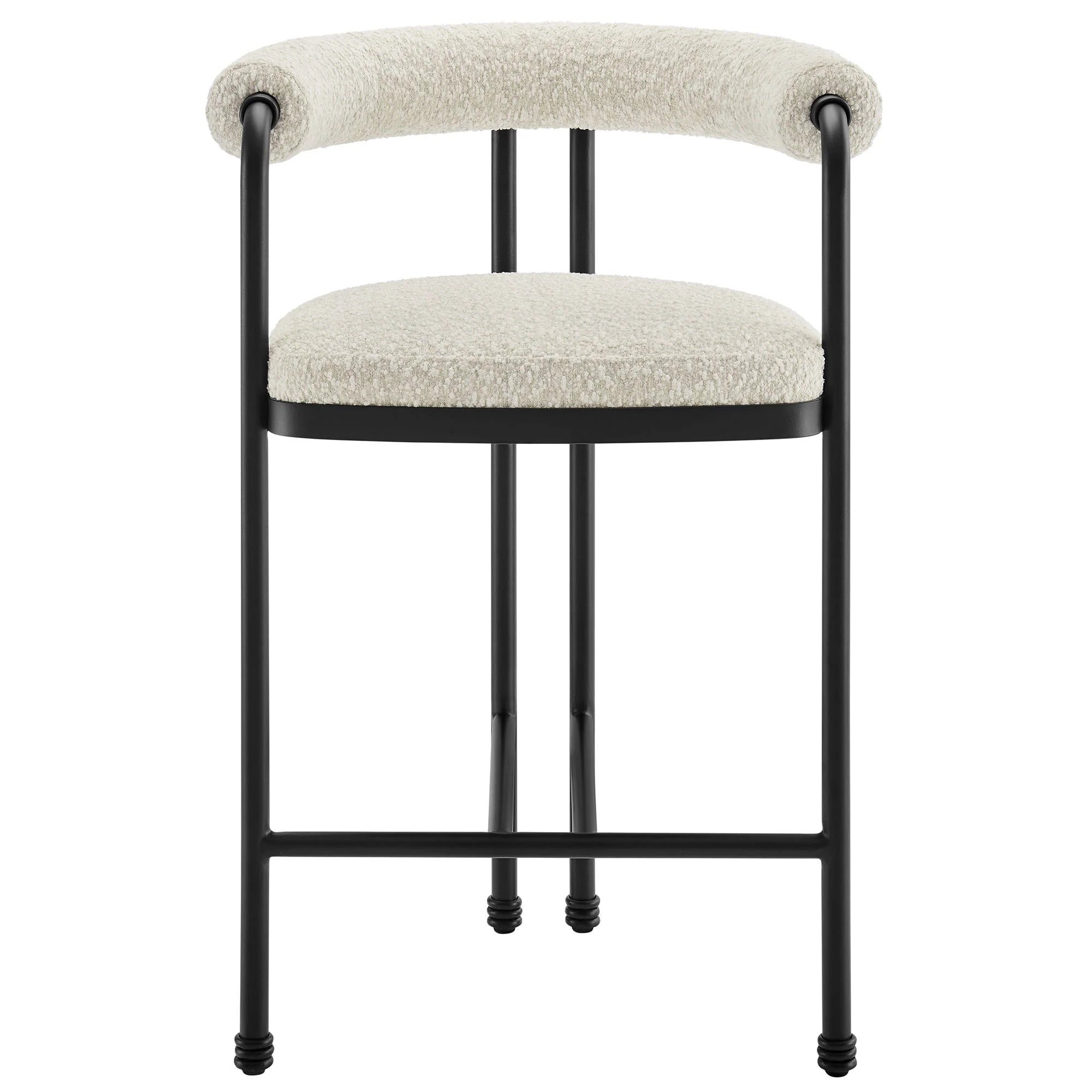 Turin Curved Back Boucle and Metal Counter Stool