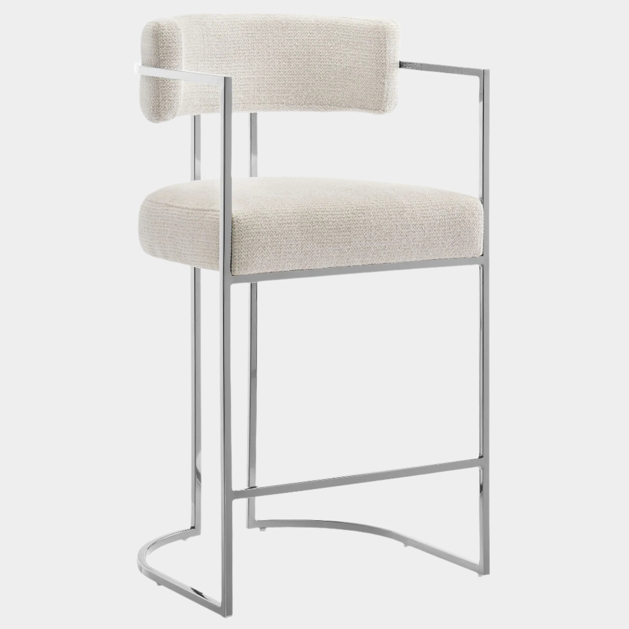 Huron Curved Back Fabric and Metal Counter Stool