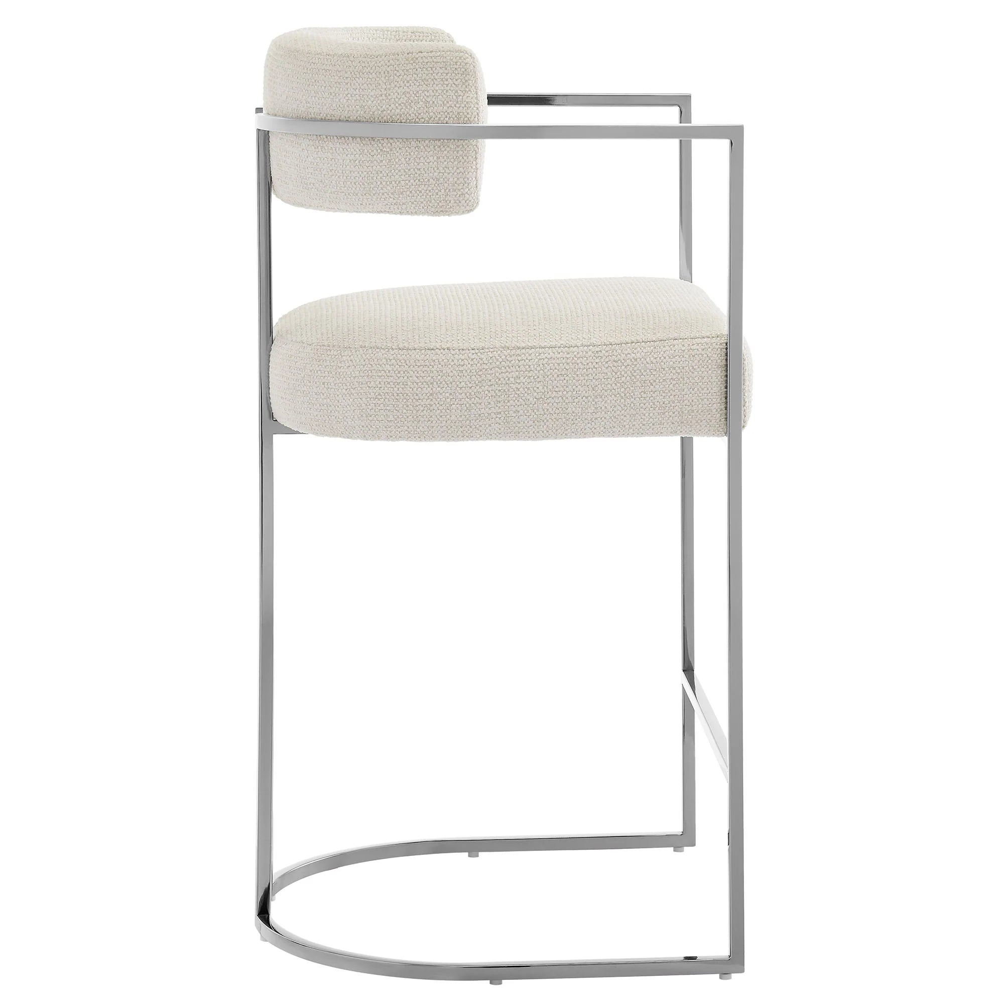 Huron Curved Back Fabric and Metal Counter Stool