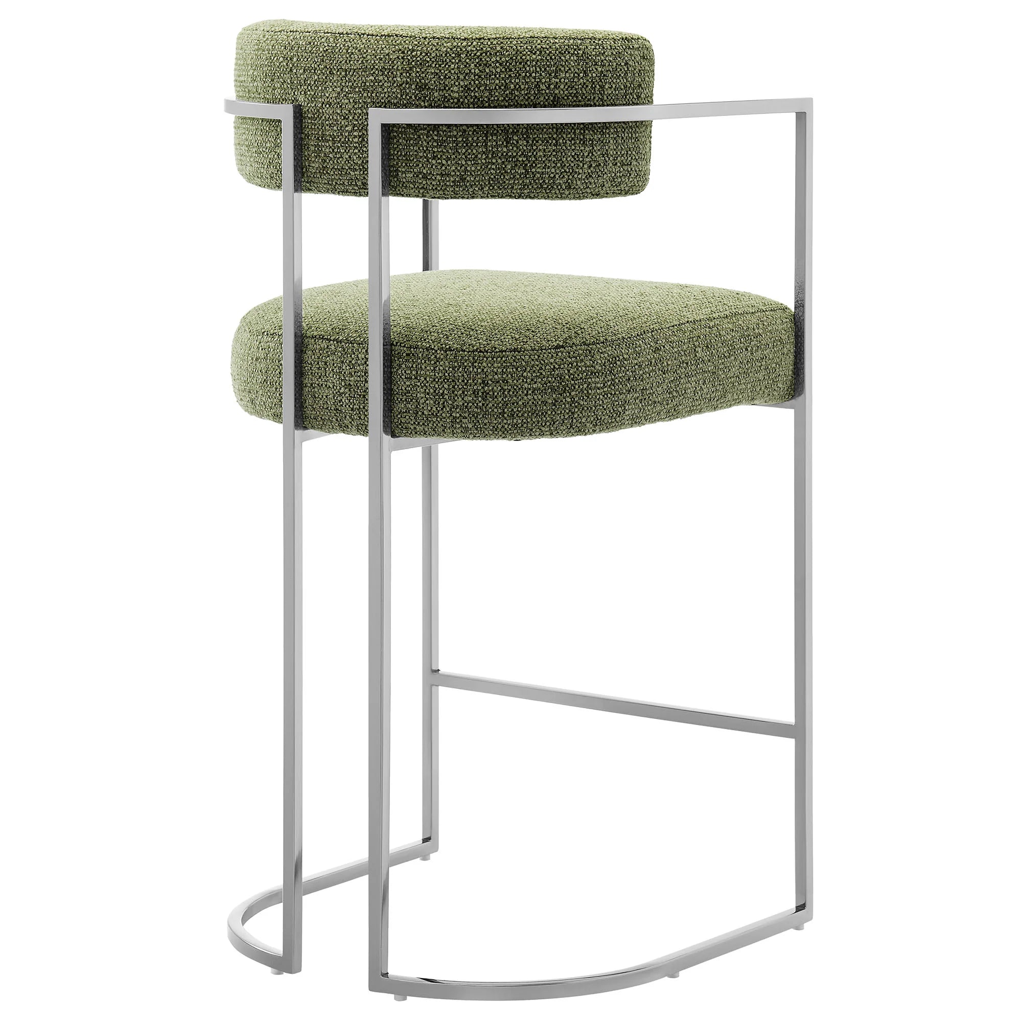 Huron Curved Back Fabric and Metal Counter Stool