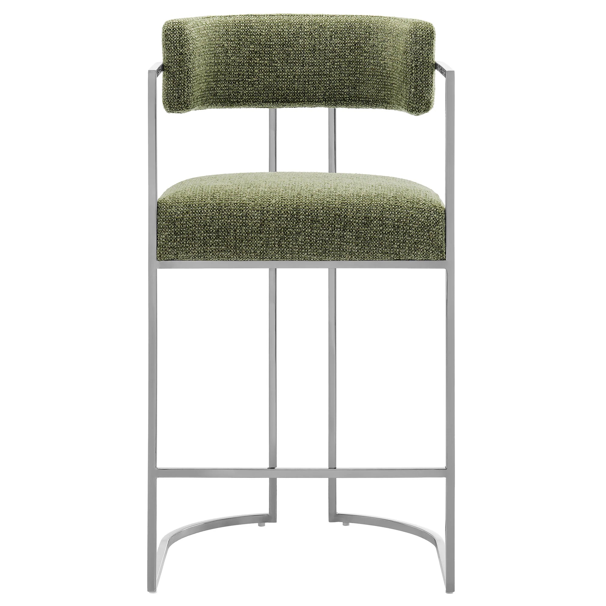 Huron Curved Back Fabric and Metal Counter Stool