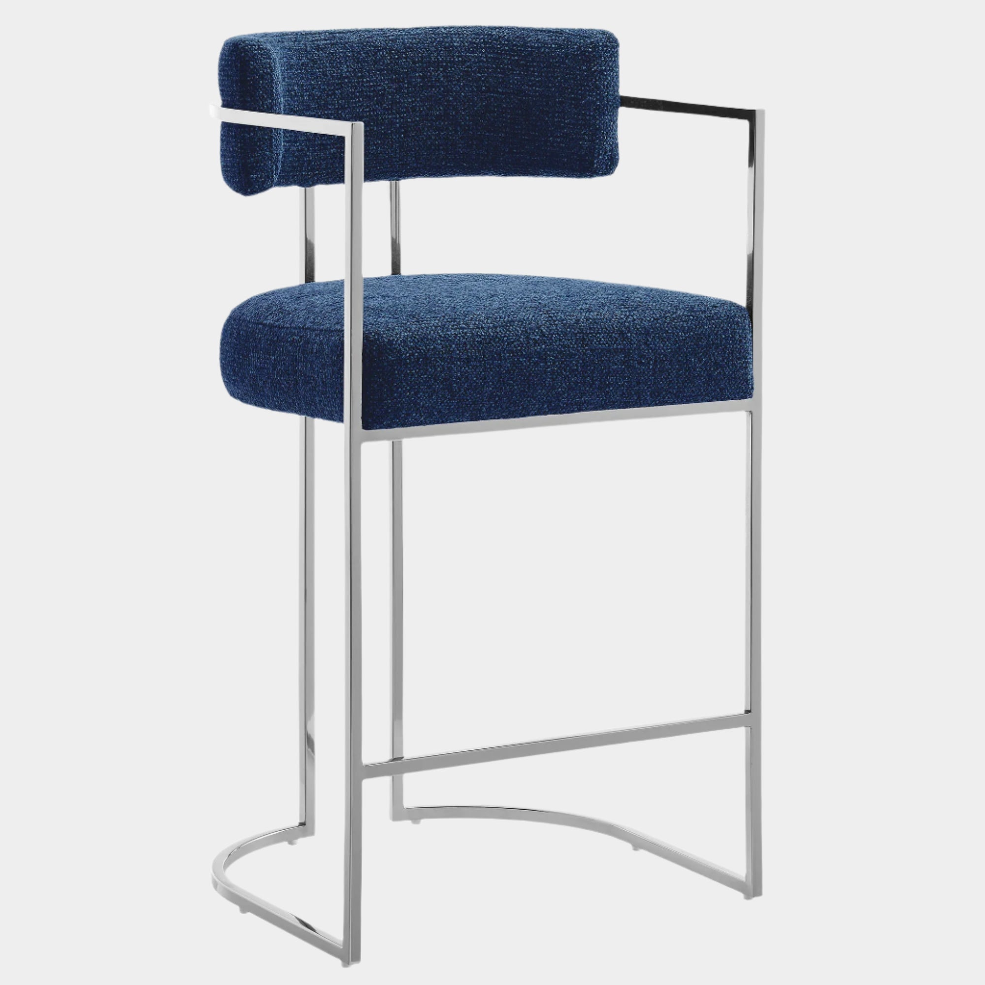 Huron Curved Back Fabric and Metal Counter Stool