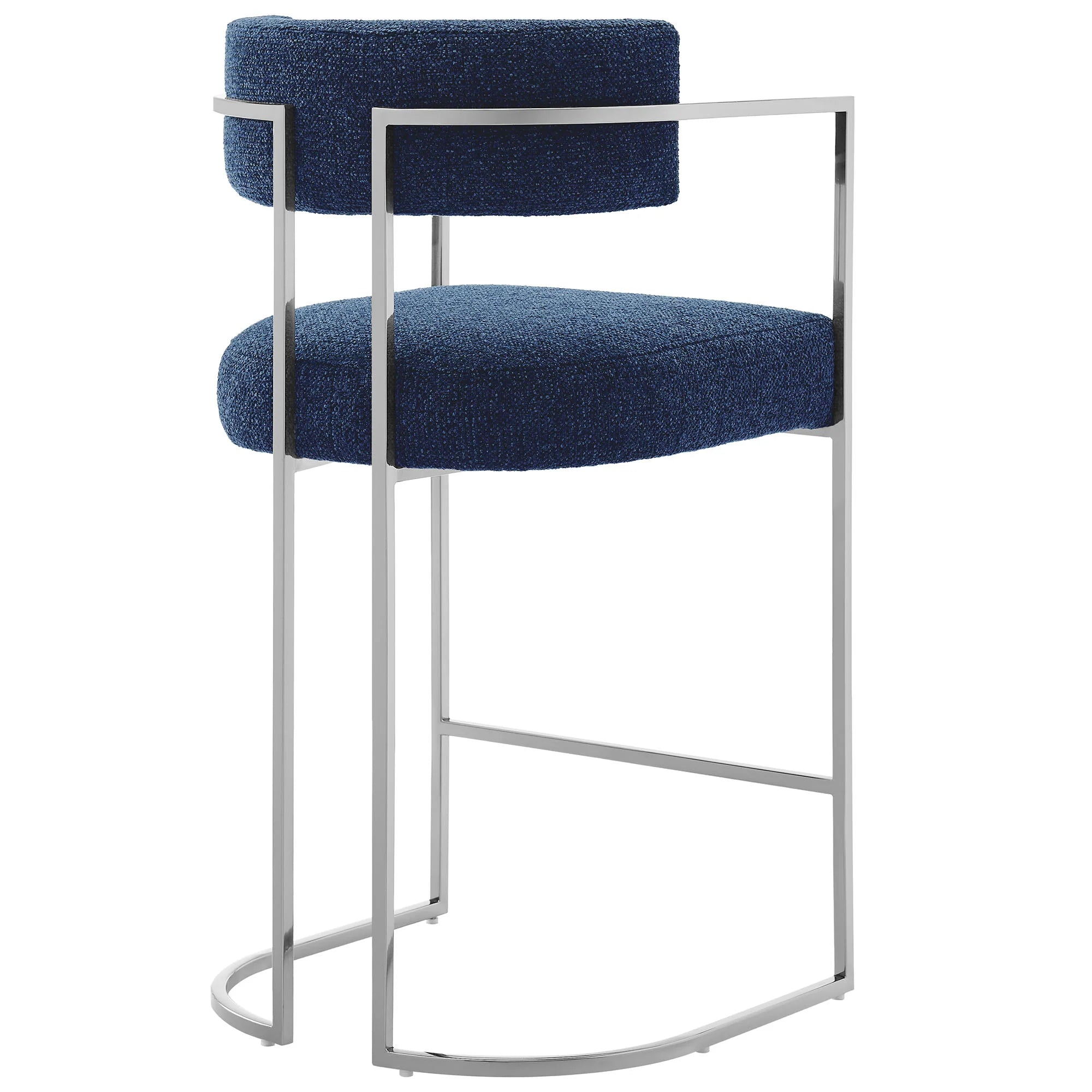 Huron Curved Back Fabric and Metal Counter Stool