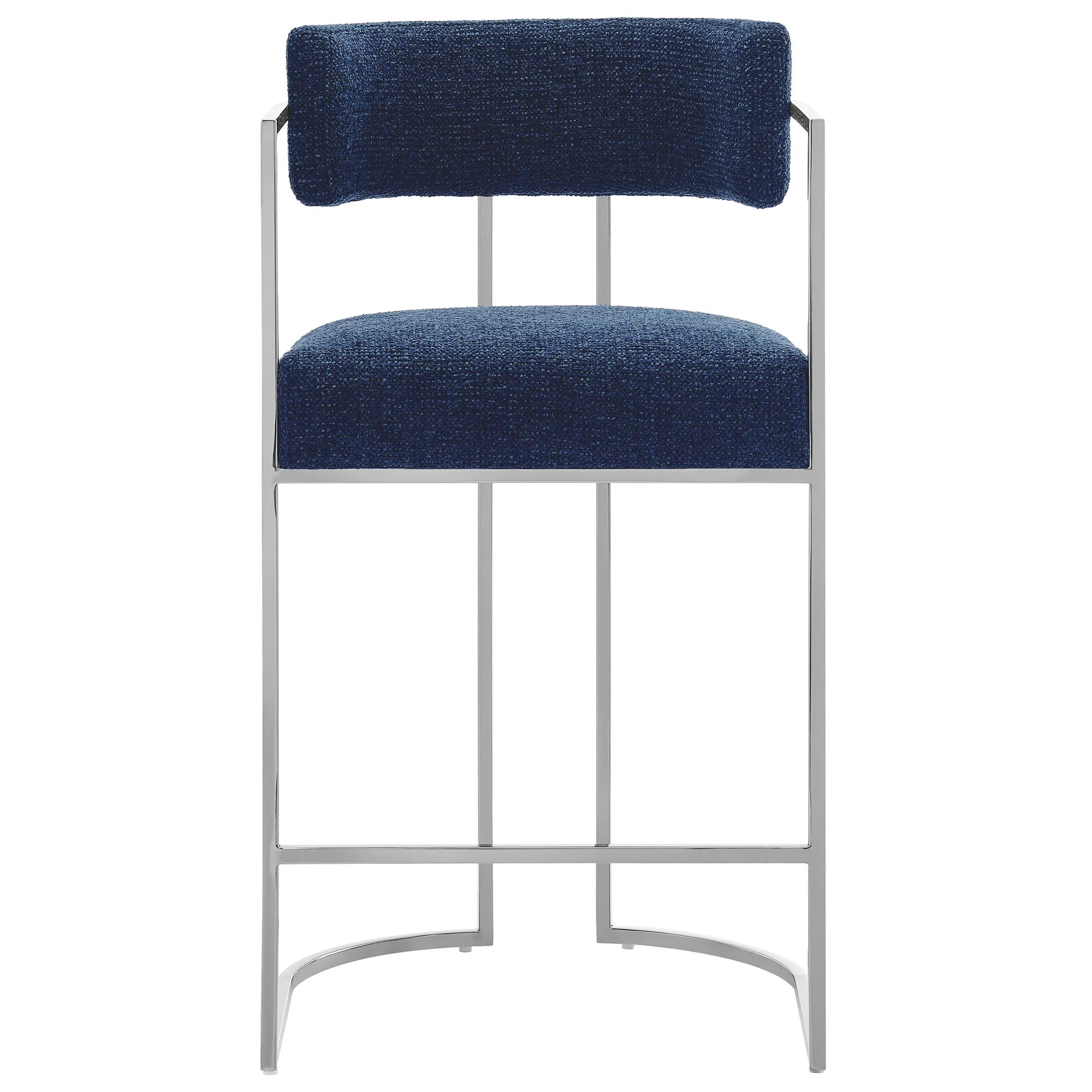 Huron Curved Back Fabric and Metal Counter Stool