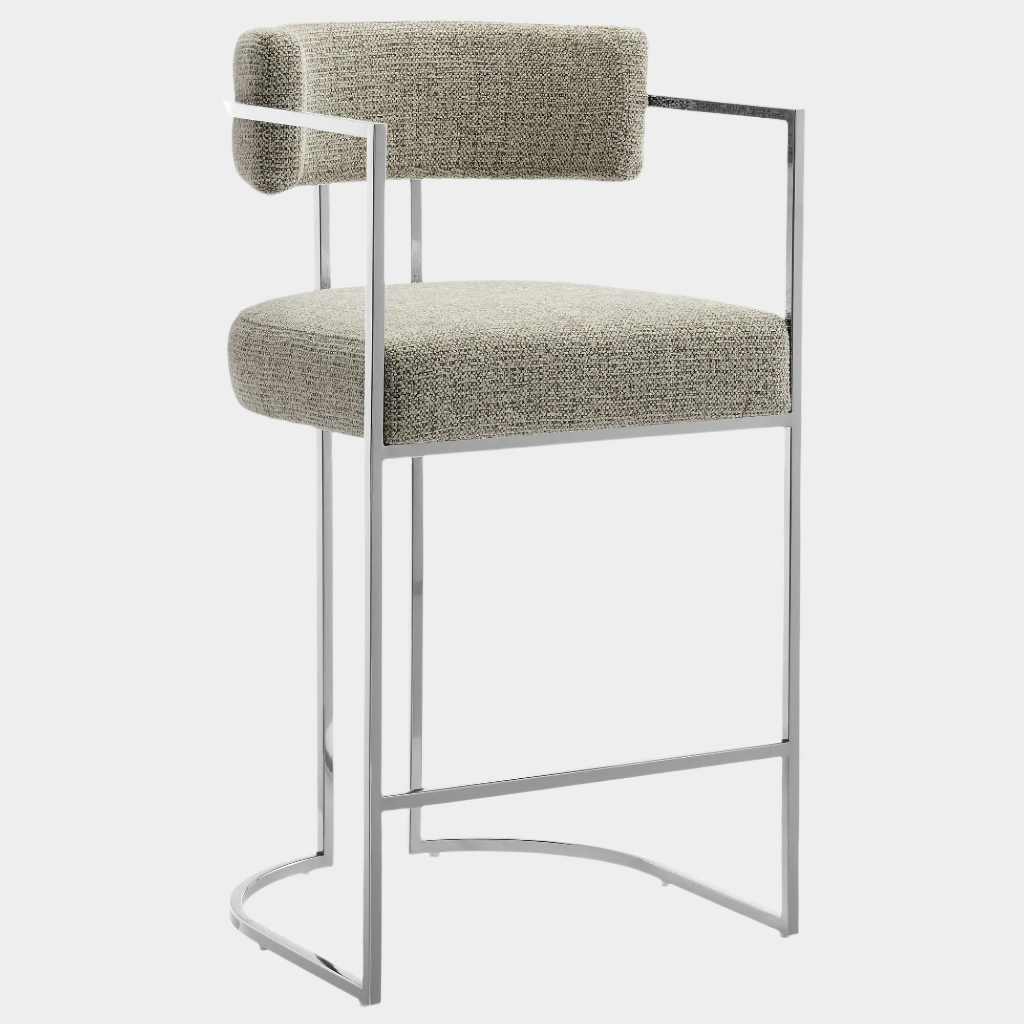 Huron Curved Back Fabric and Metal Counter Stool