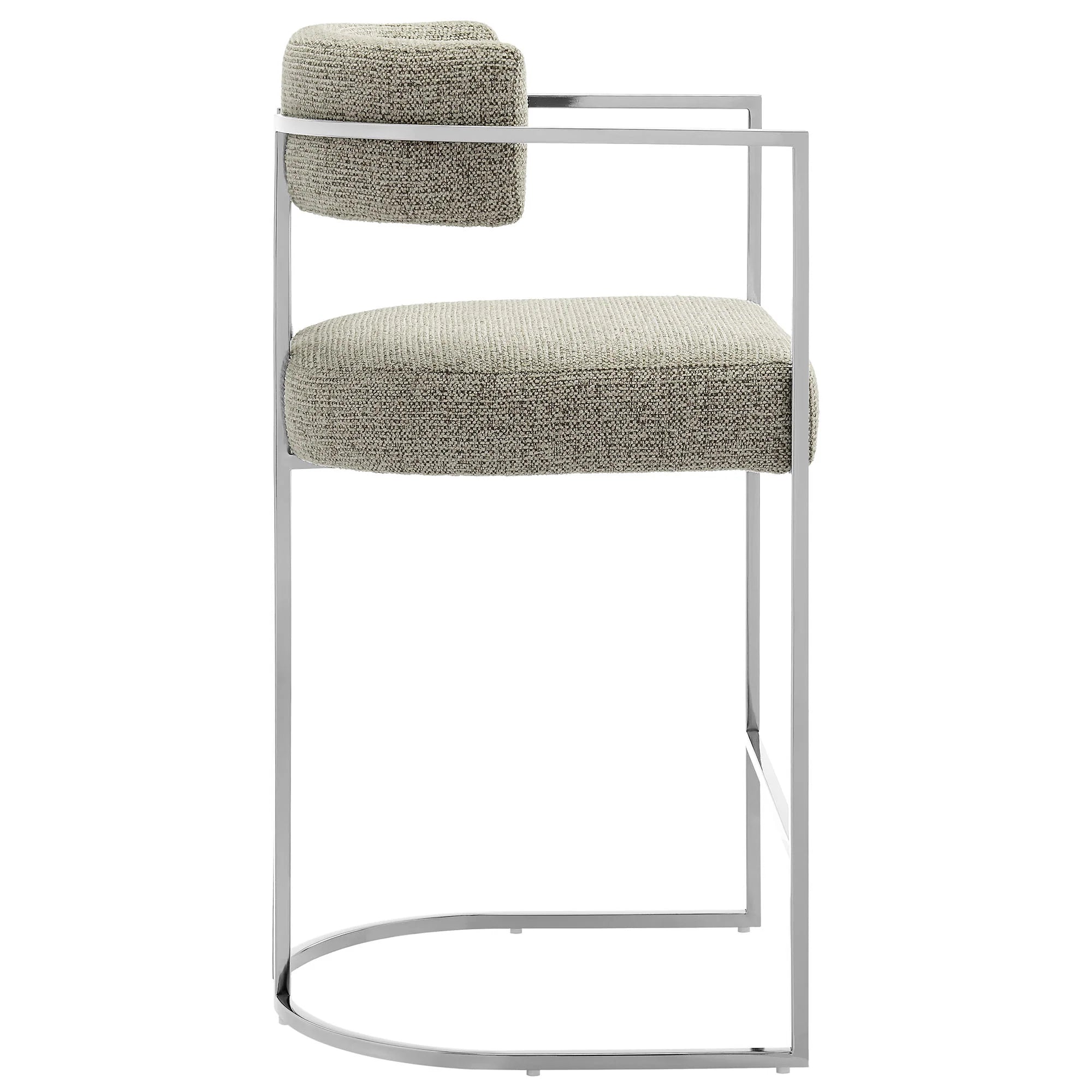 Huron Curved Back Fabric and Metal Counter Stool