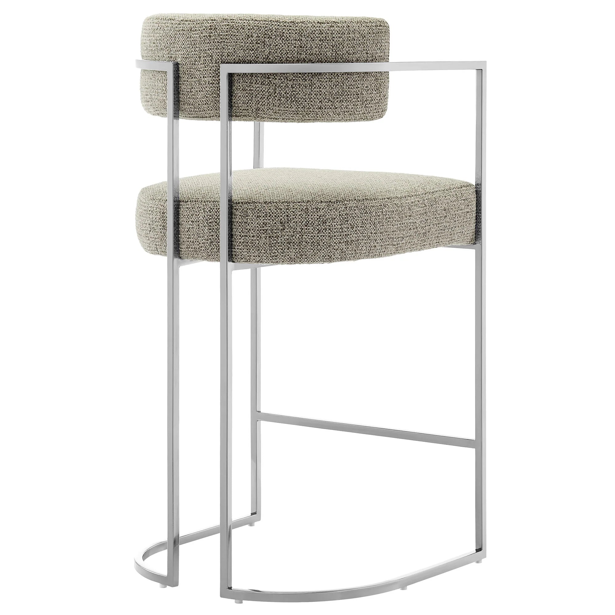 Huron Curved Back Fabric and Metal Counter Stool