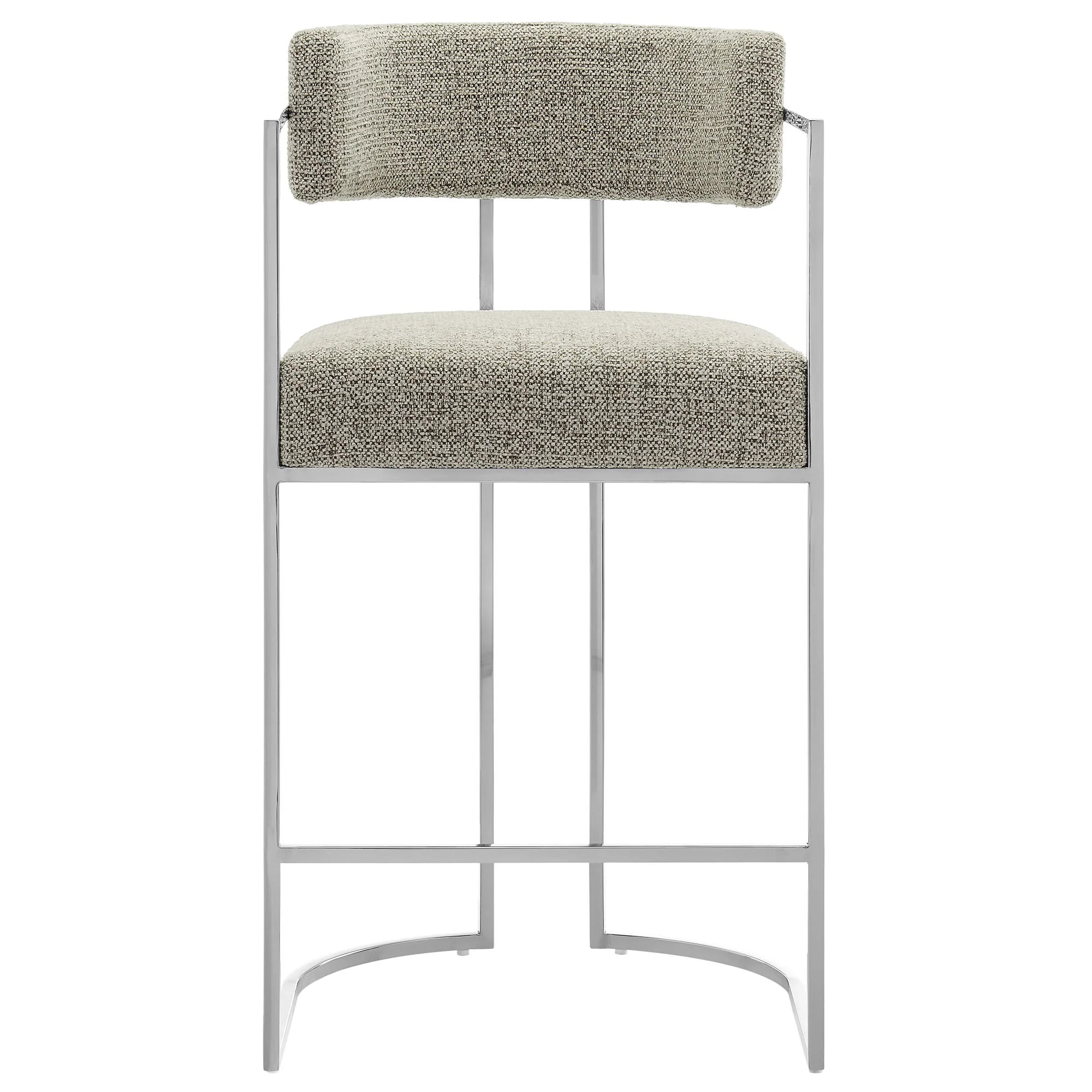 Huron Curved Back Fabric and Metal Counter Stool