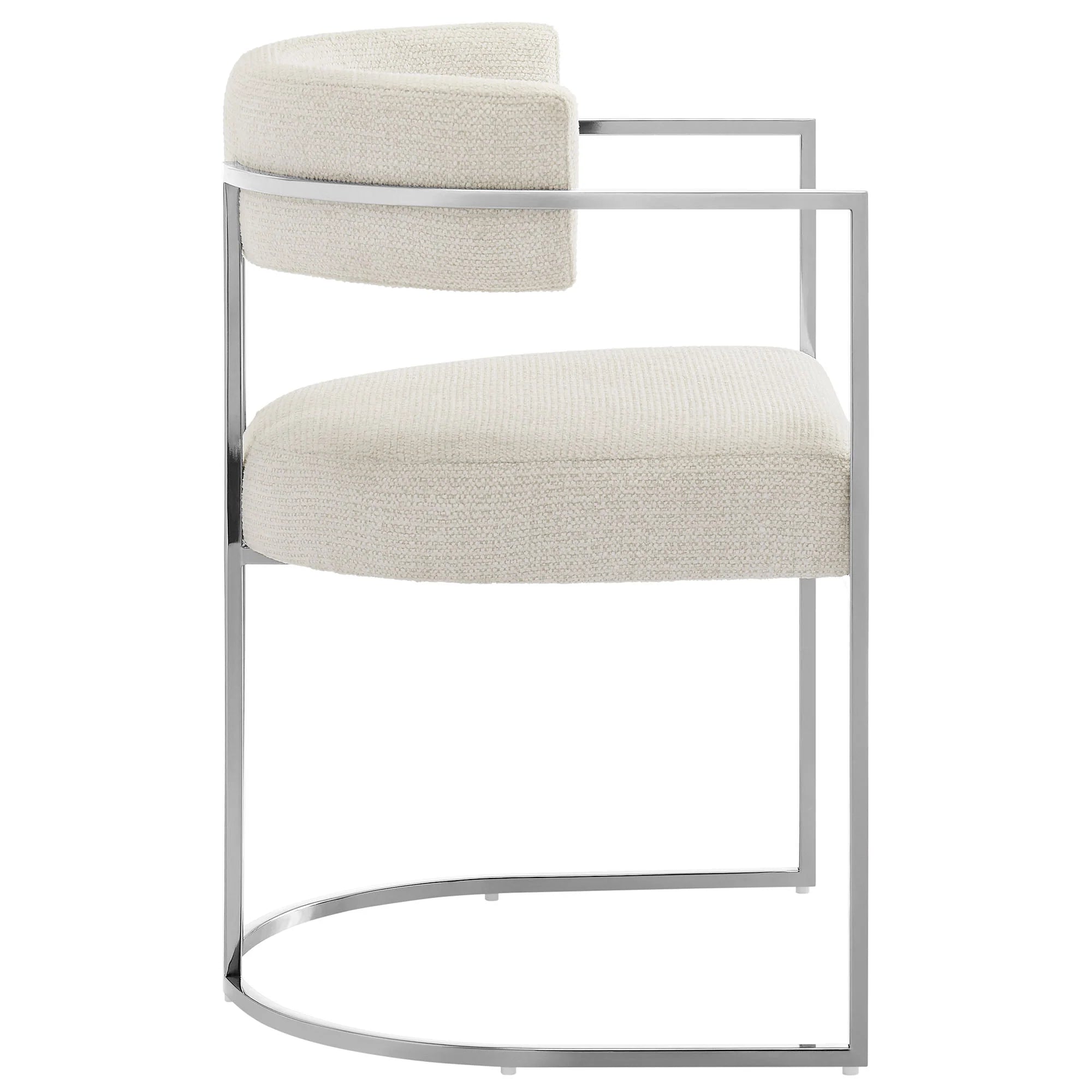 Huron Curved Back Fabric and Metal Dining Accent Chair