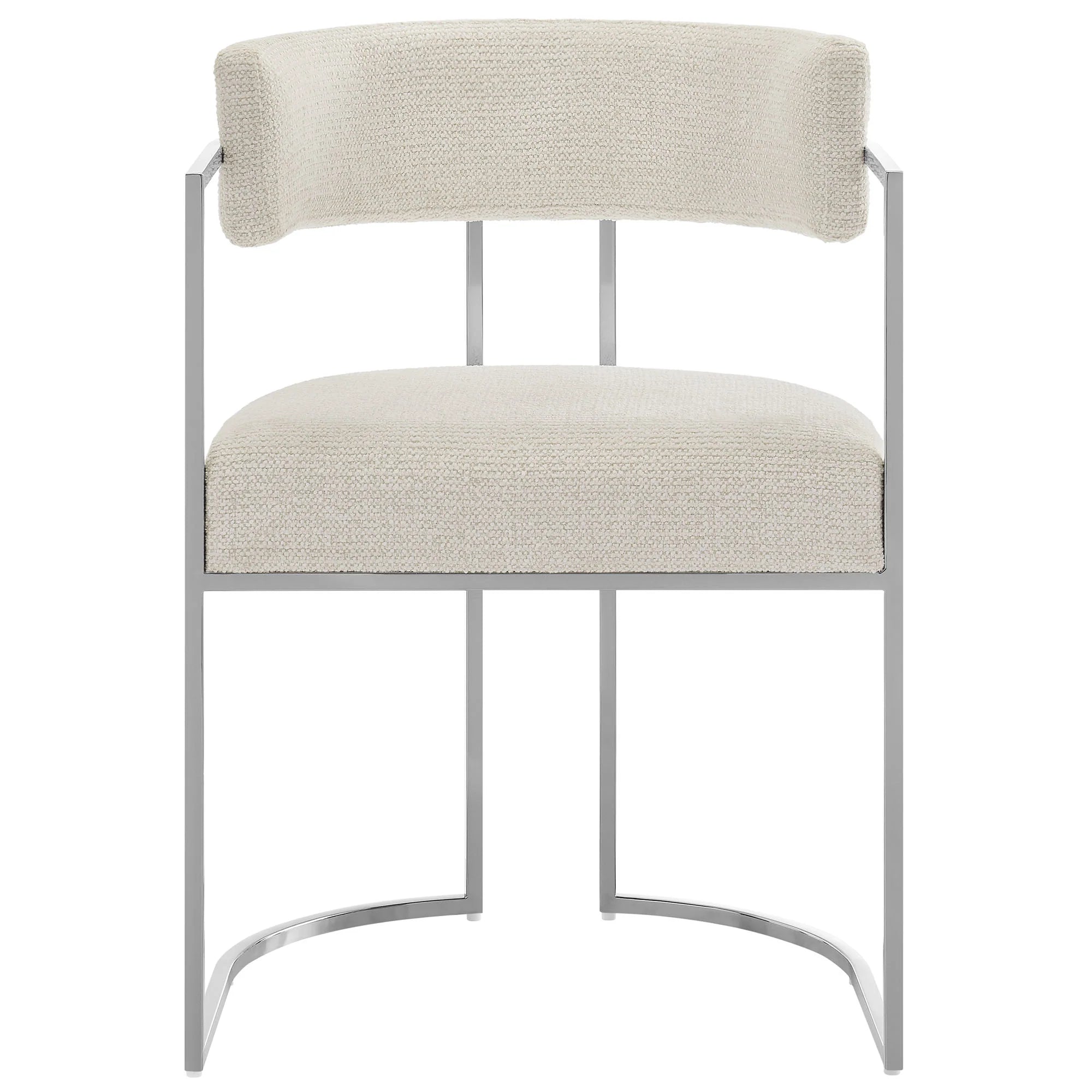 Huron Curved Back Fabric and Metal Dining Accent Chair