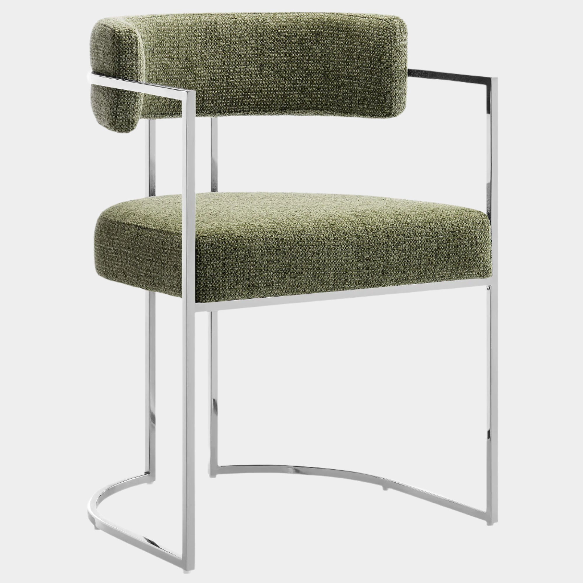 Huron Curved Back Fabric and Metal Dining Accent Chair