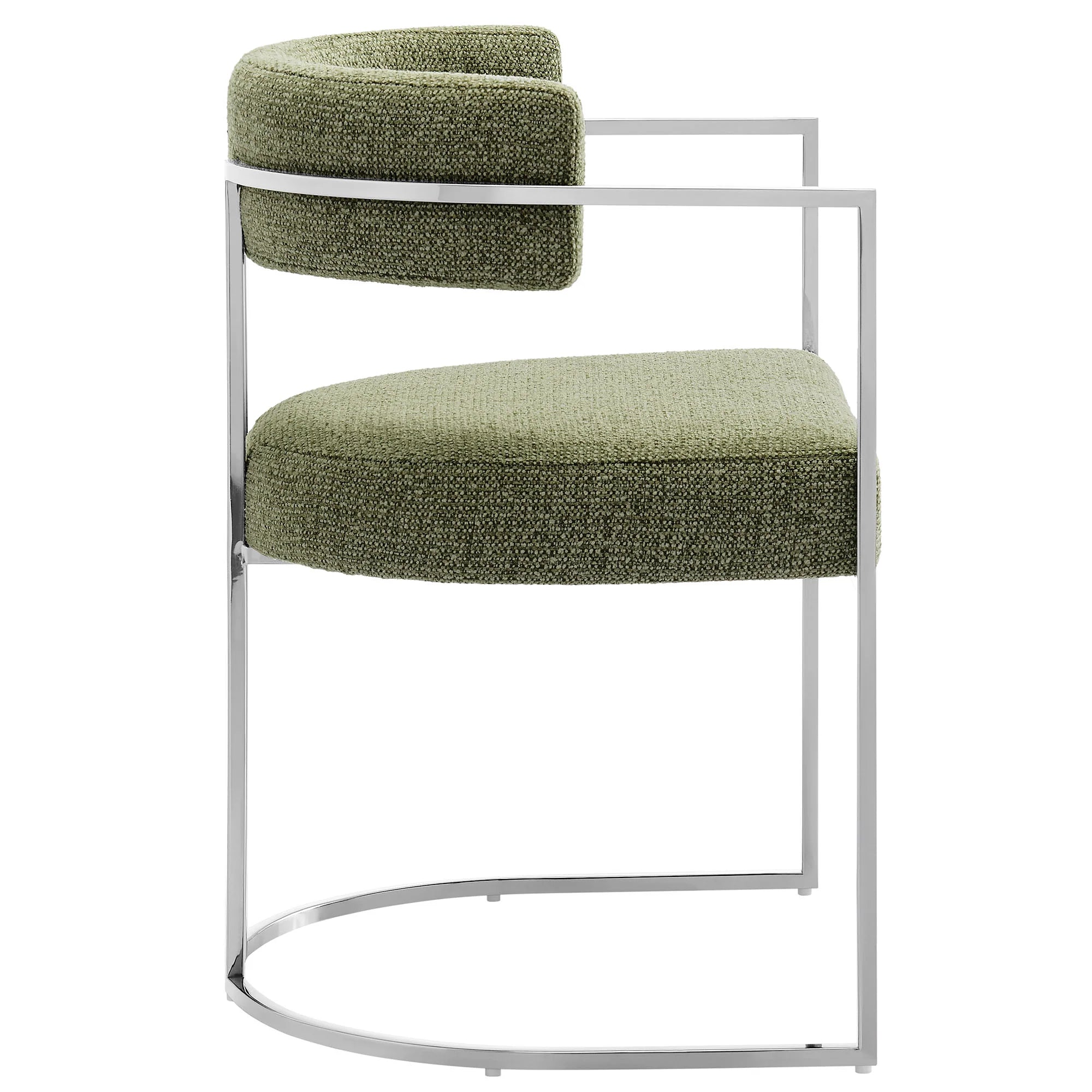 Huron Curved Back Fabric and Metal Dining Accent Chair