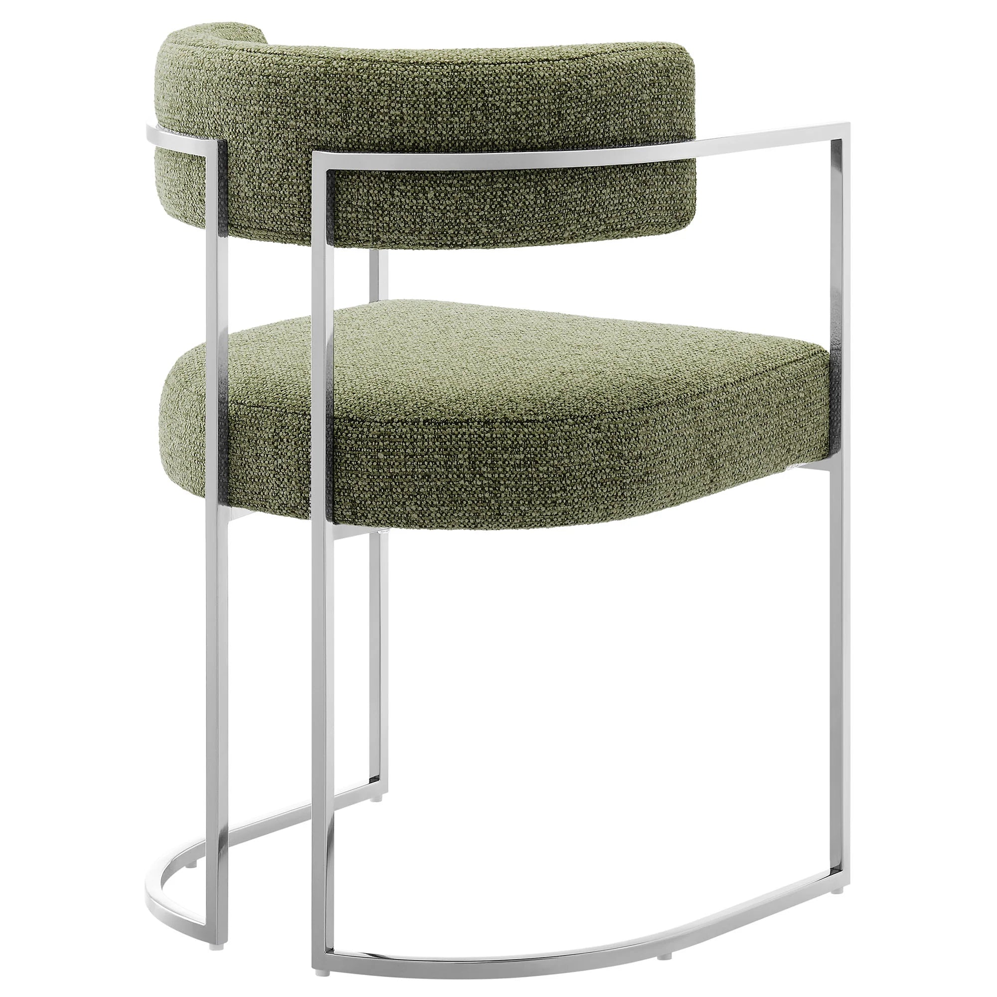 Huron Curved Back Fabric and Metal Dining Accent Chair