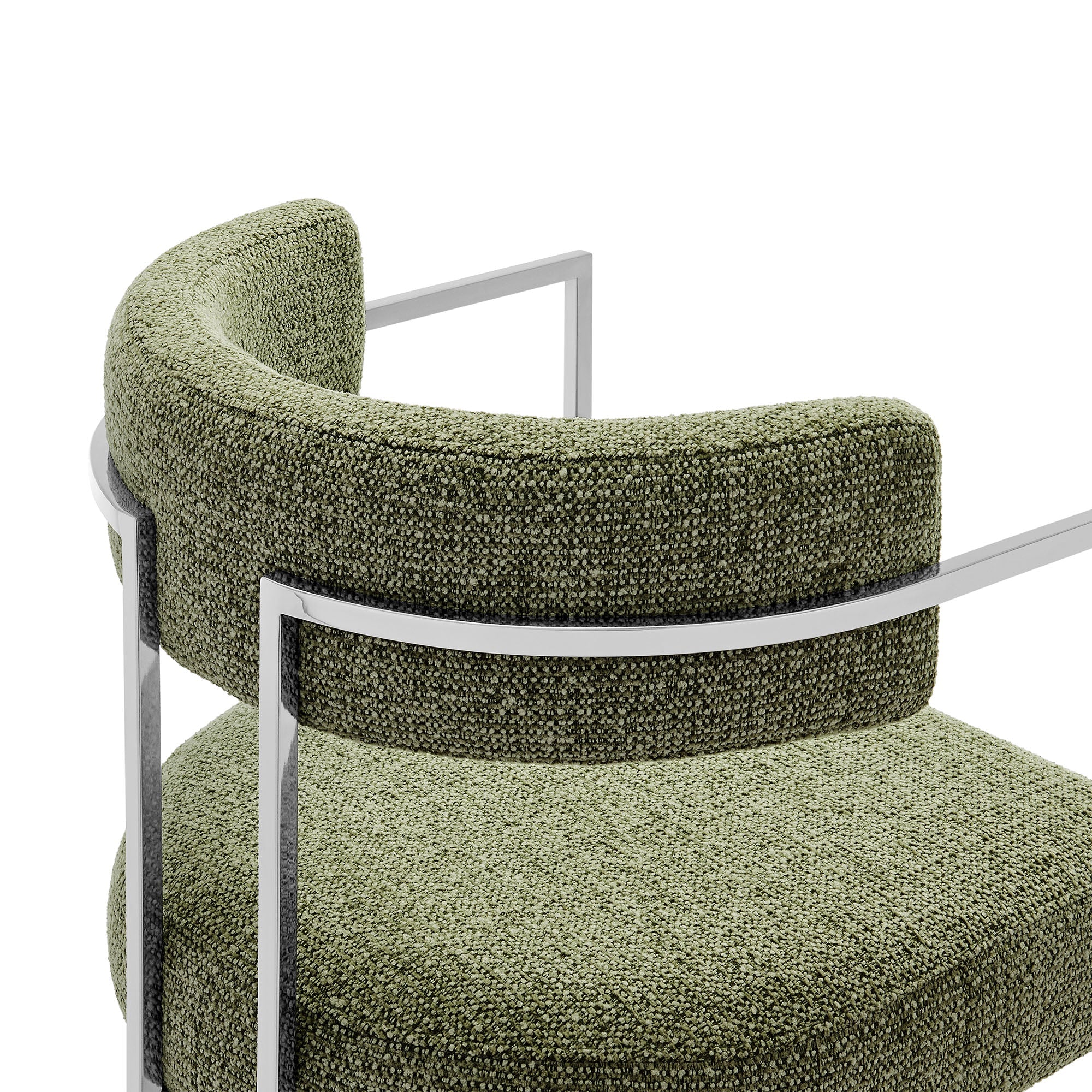 Huron Curved Back Fabric and Metal Dining Accent Chair