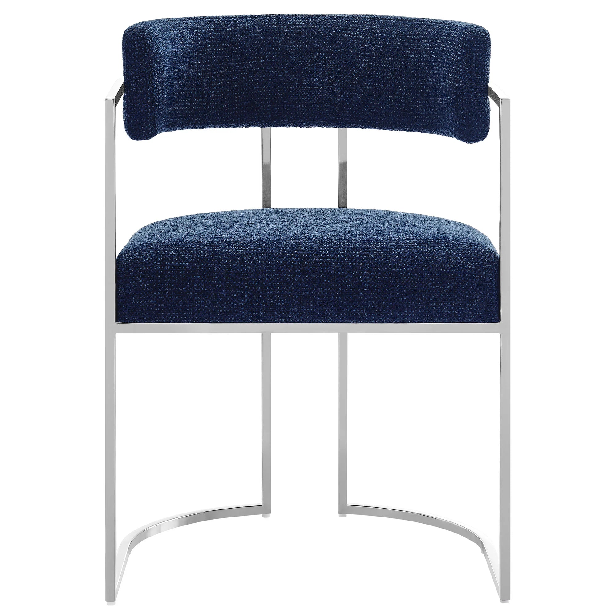 Huron Curved Back Fabric and Metal Dining Accent Chair