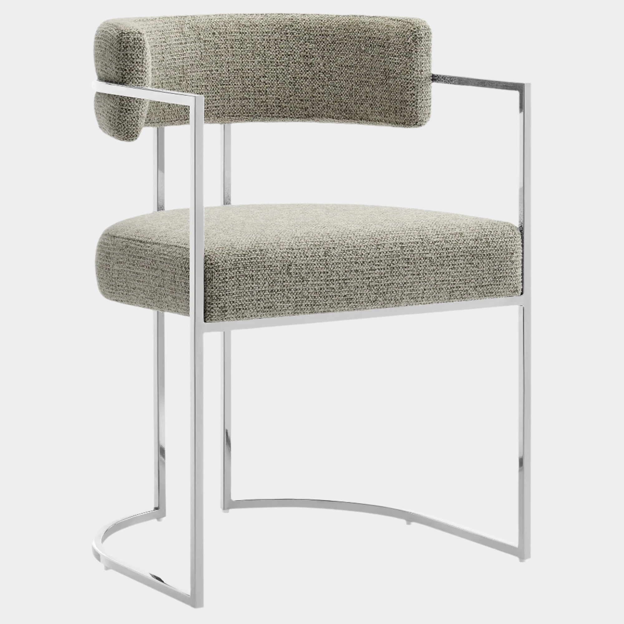 Huron Curved Back Fabric and Metal Dining Accent Chair