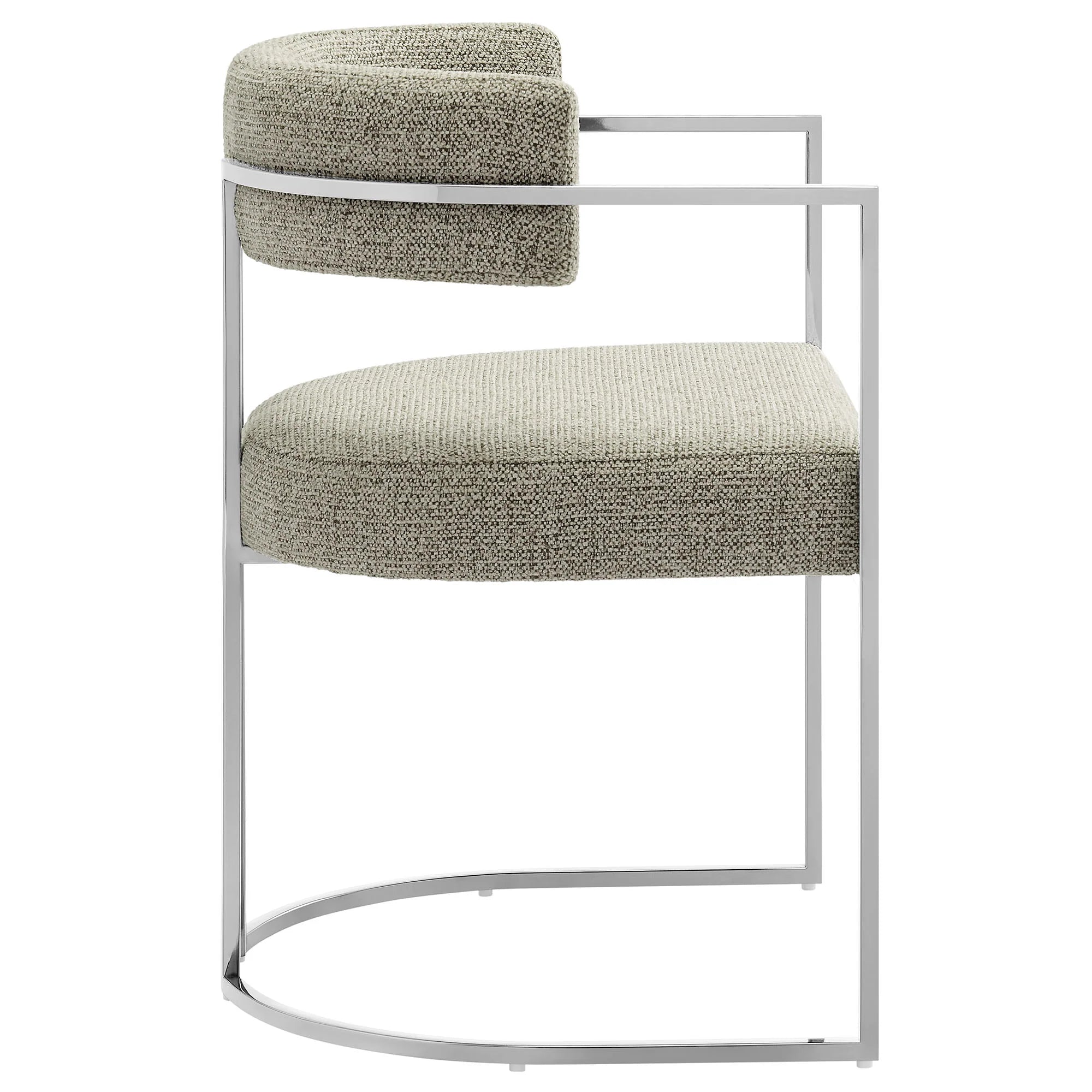 Huron Curved Back Fabric and Metal Dining Accent Chair