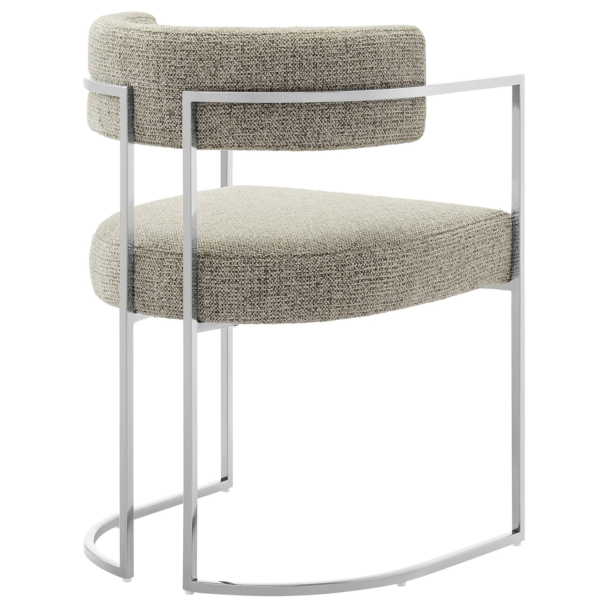 Huron Curved Back Fabric and Metal Dining Accent Chair