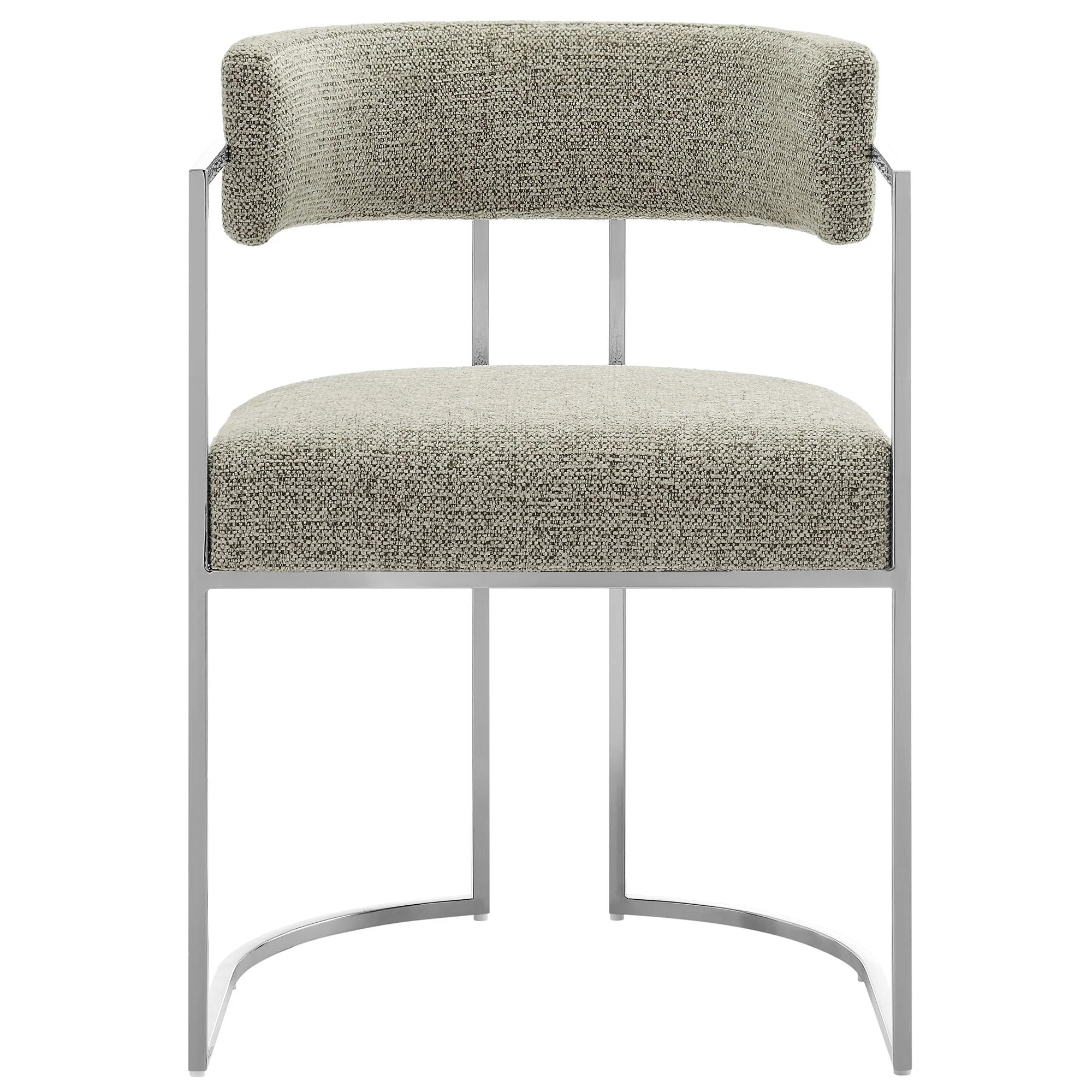 Huron Curved Back Fabric and Metal Dining Accent Chair