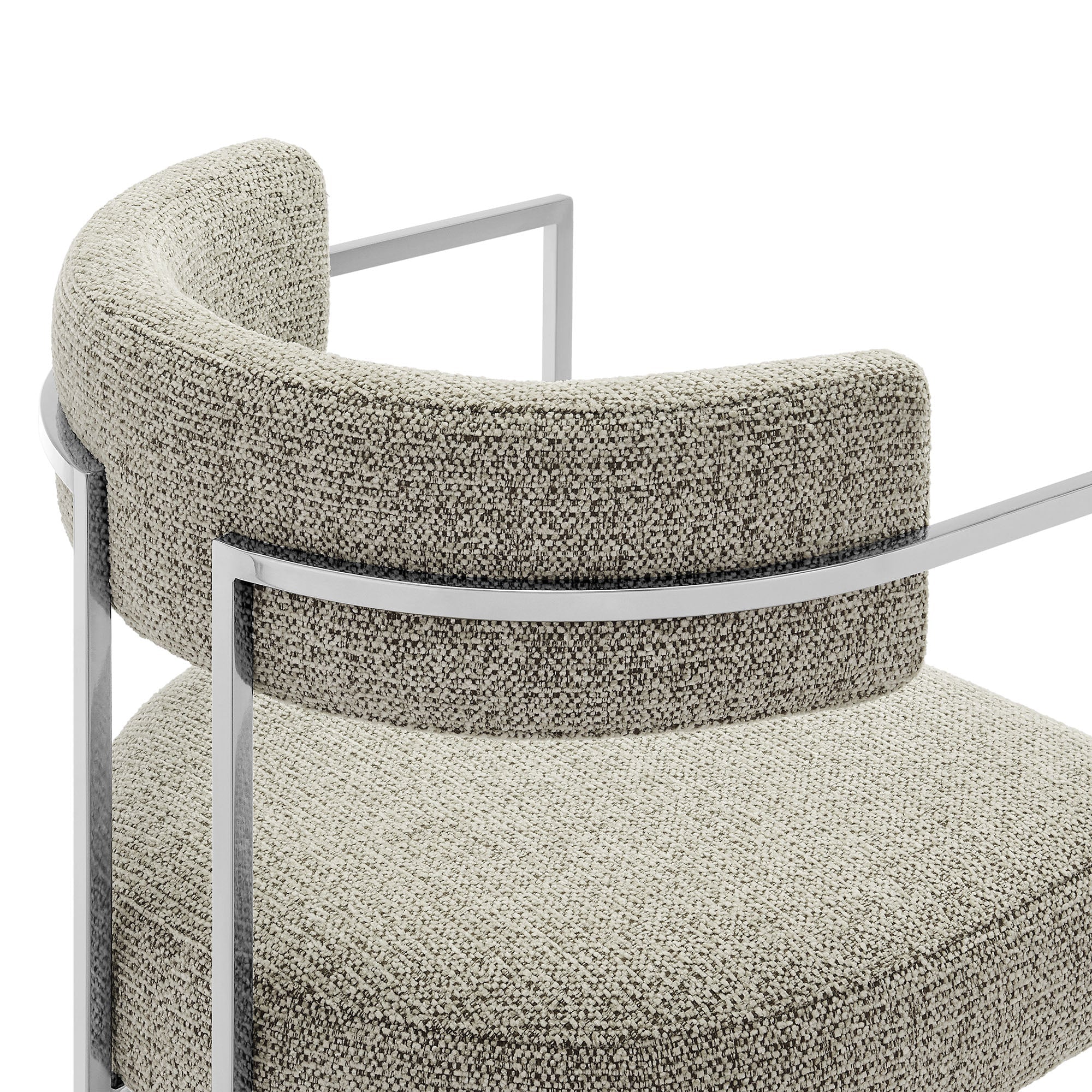 Huron Curved Back Fabric and Metal Dining Accent Chair