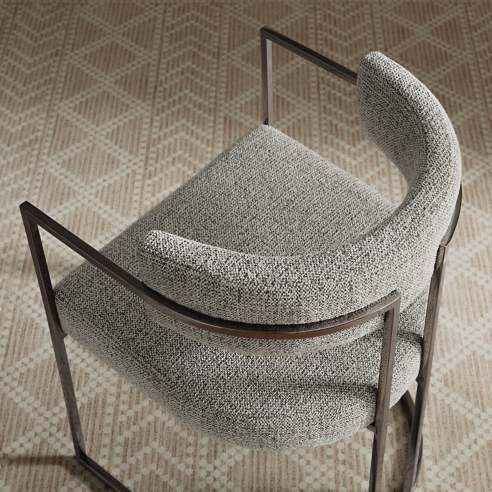 Huron Curved Back Fabric and Metal Dining Accent Chair