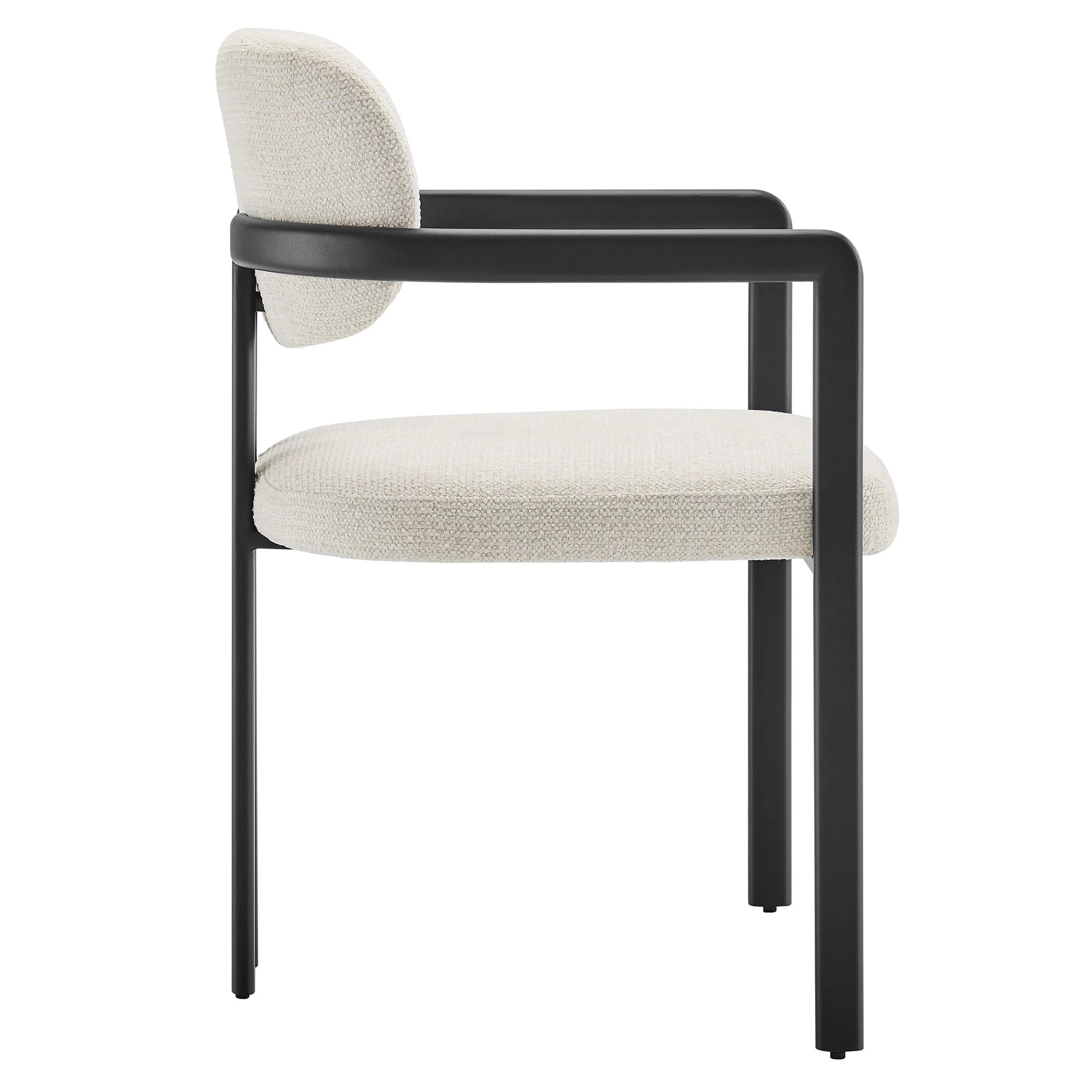 Elio Barrel Fabric and Metal Dining Chair