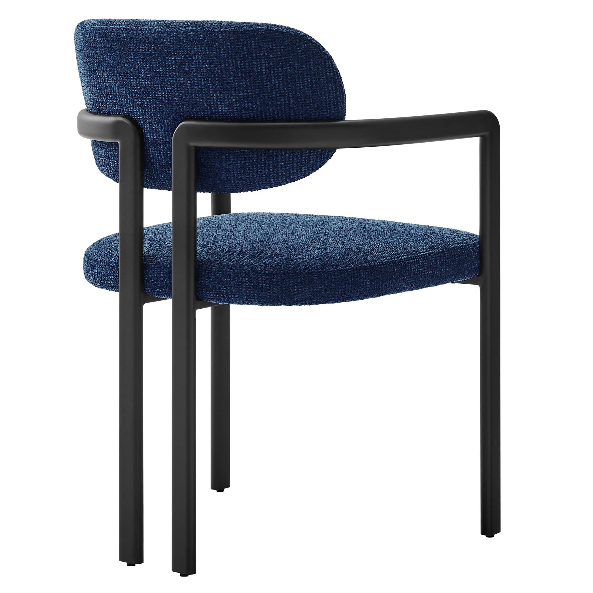 Elio Barrel Fabric and Metal Dining Chair