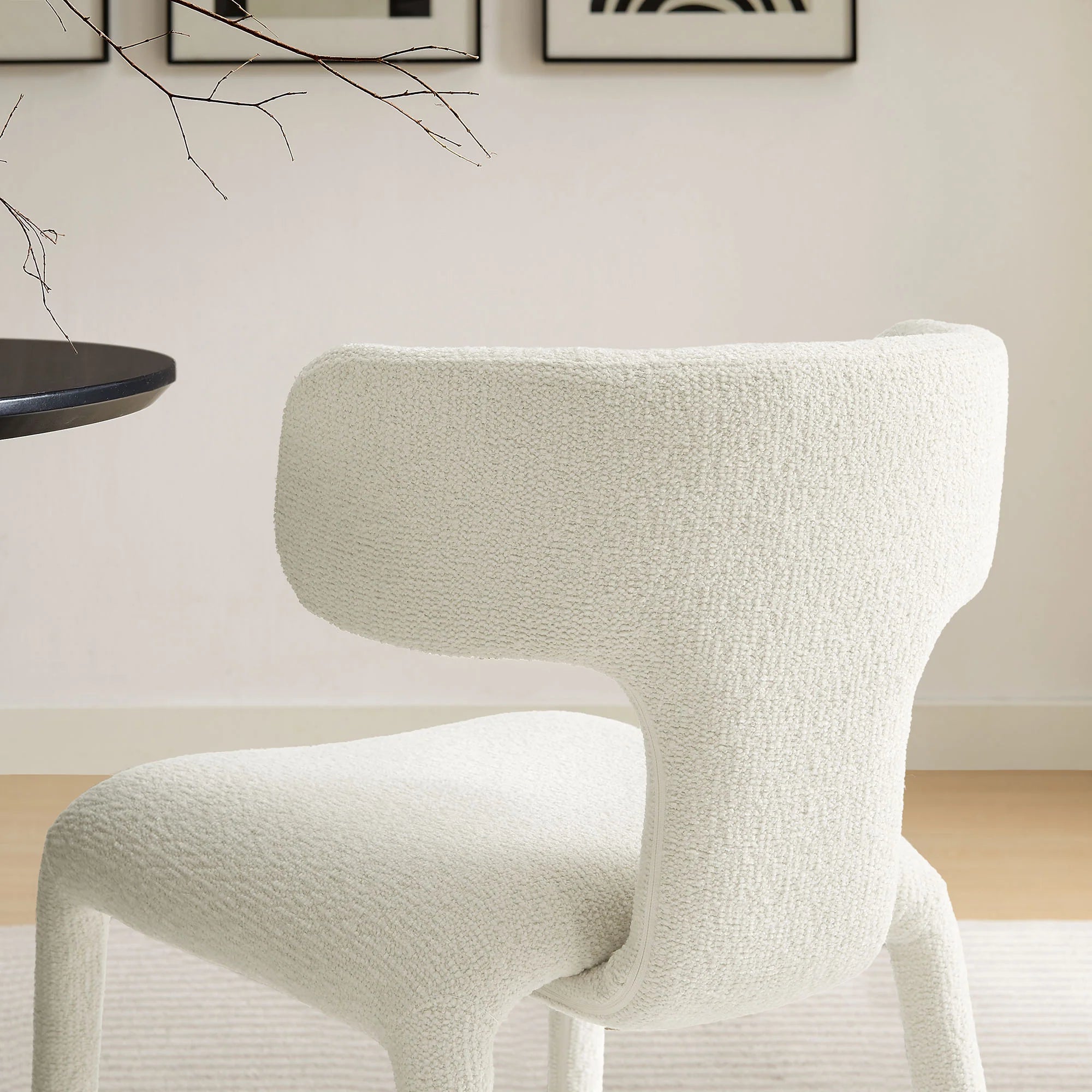 Stellan Curved Back Boucle Upholstered Dining Chair