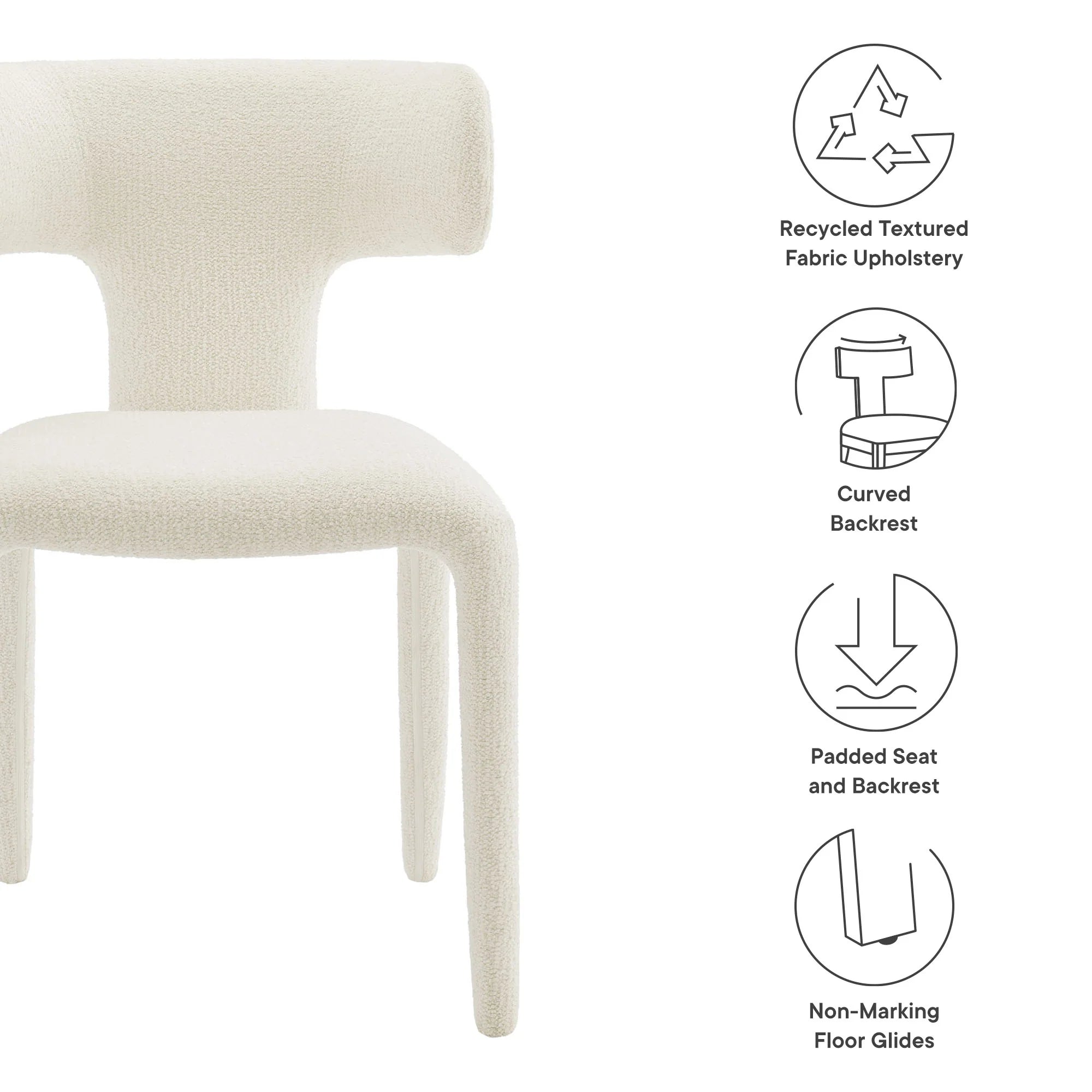 Stellan Curved Back Boucle Upholstered Dining Chair