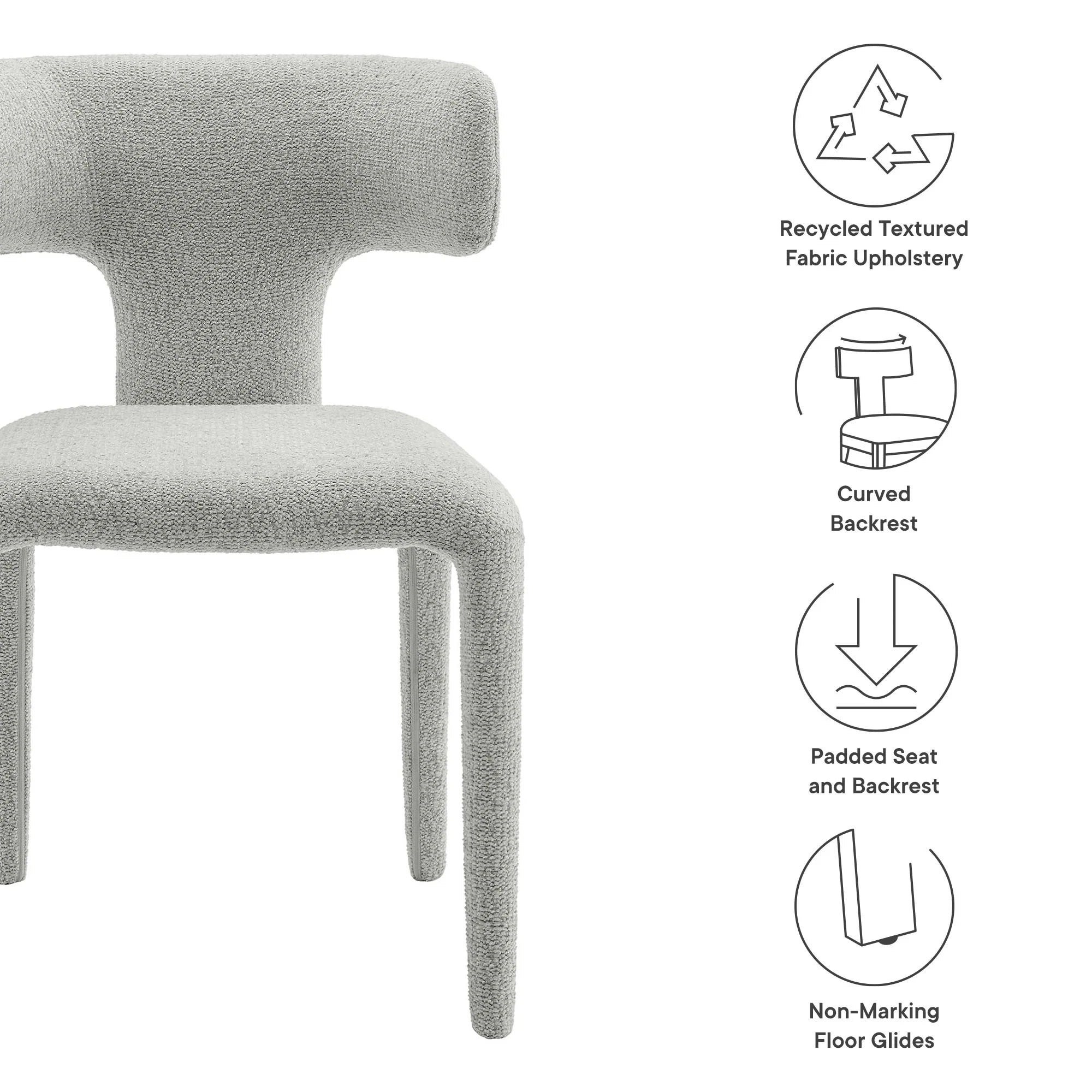 Stellan Curved Back Boucle Upholstered Dining Chair Set of Two