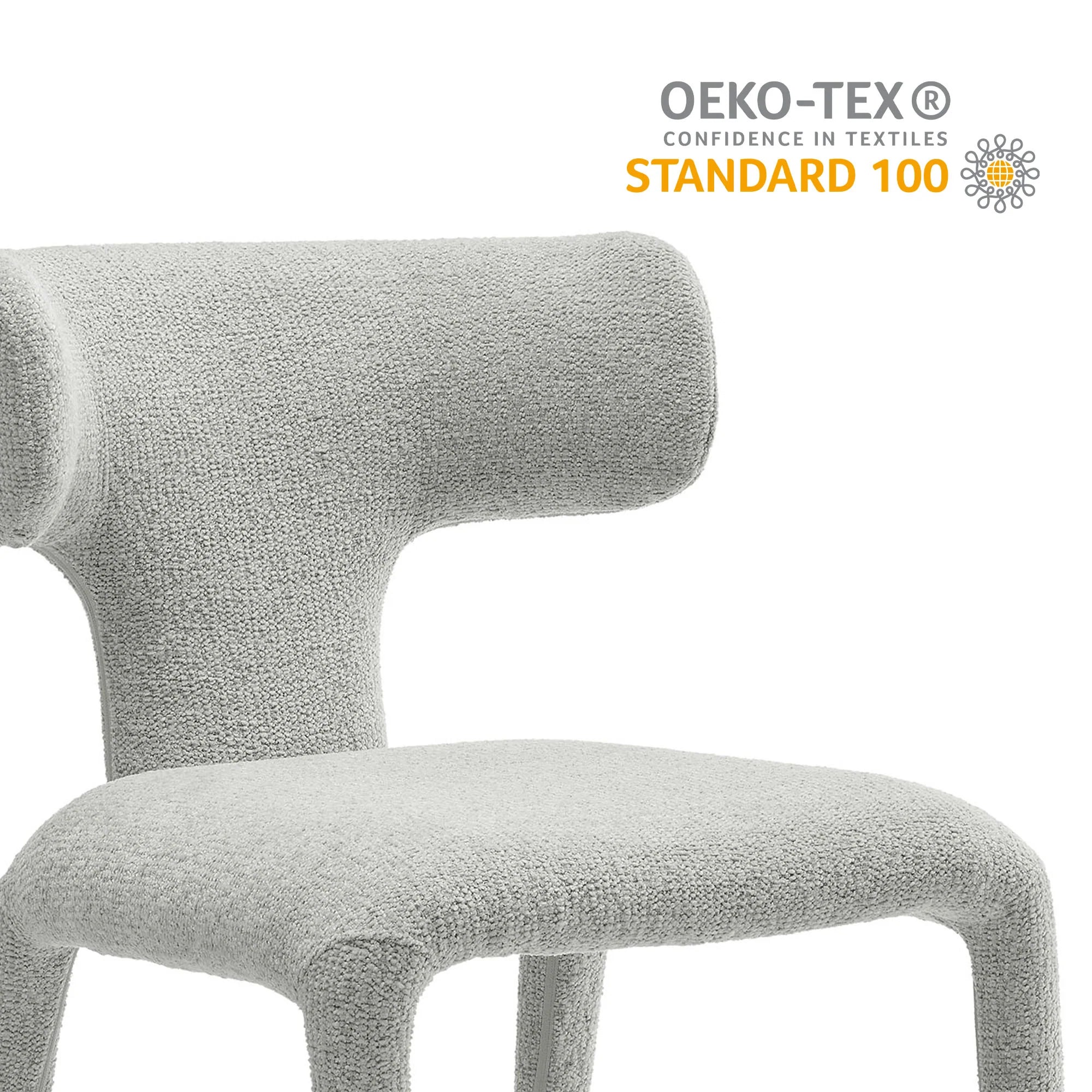 Stellan Curved Back Boucle Upholstered Dining Chair Set of Two