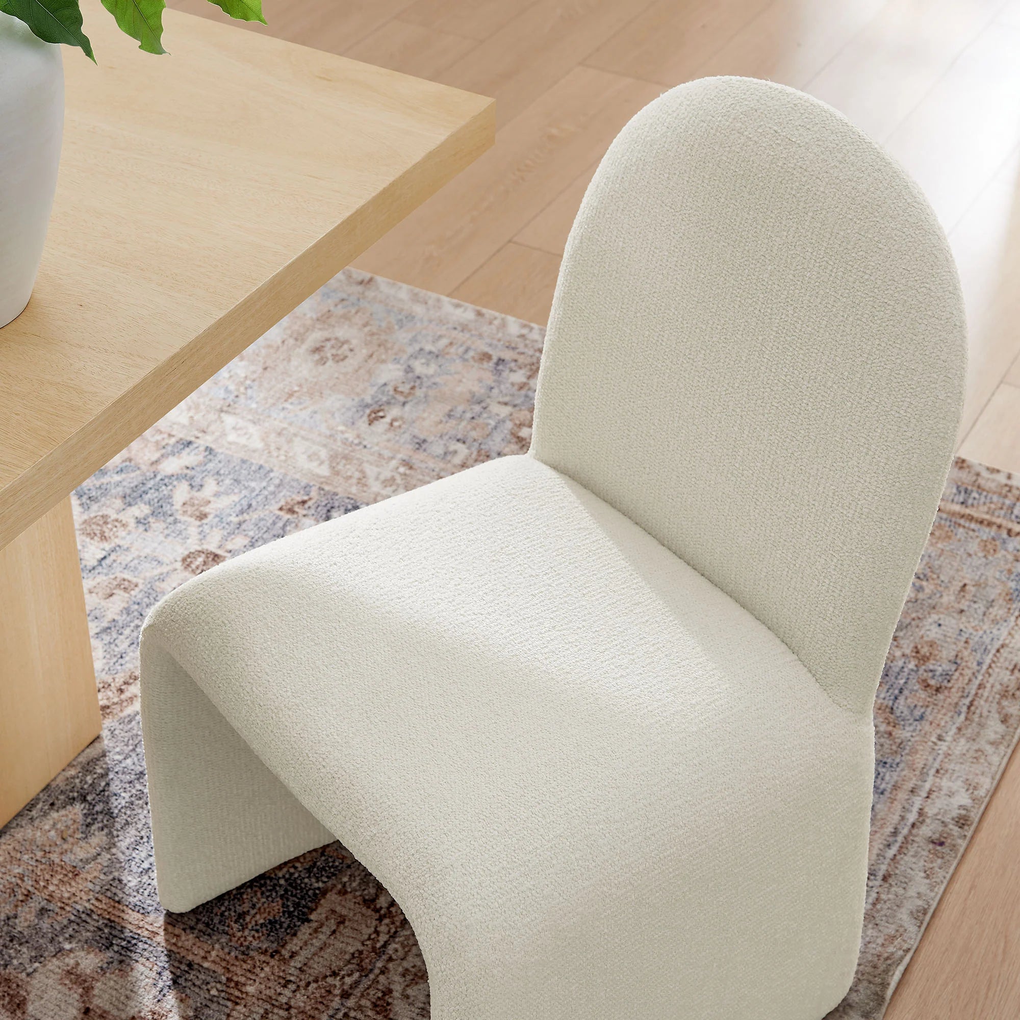 Junia Boucle Upholstered Arch Armless Dining Chair