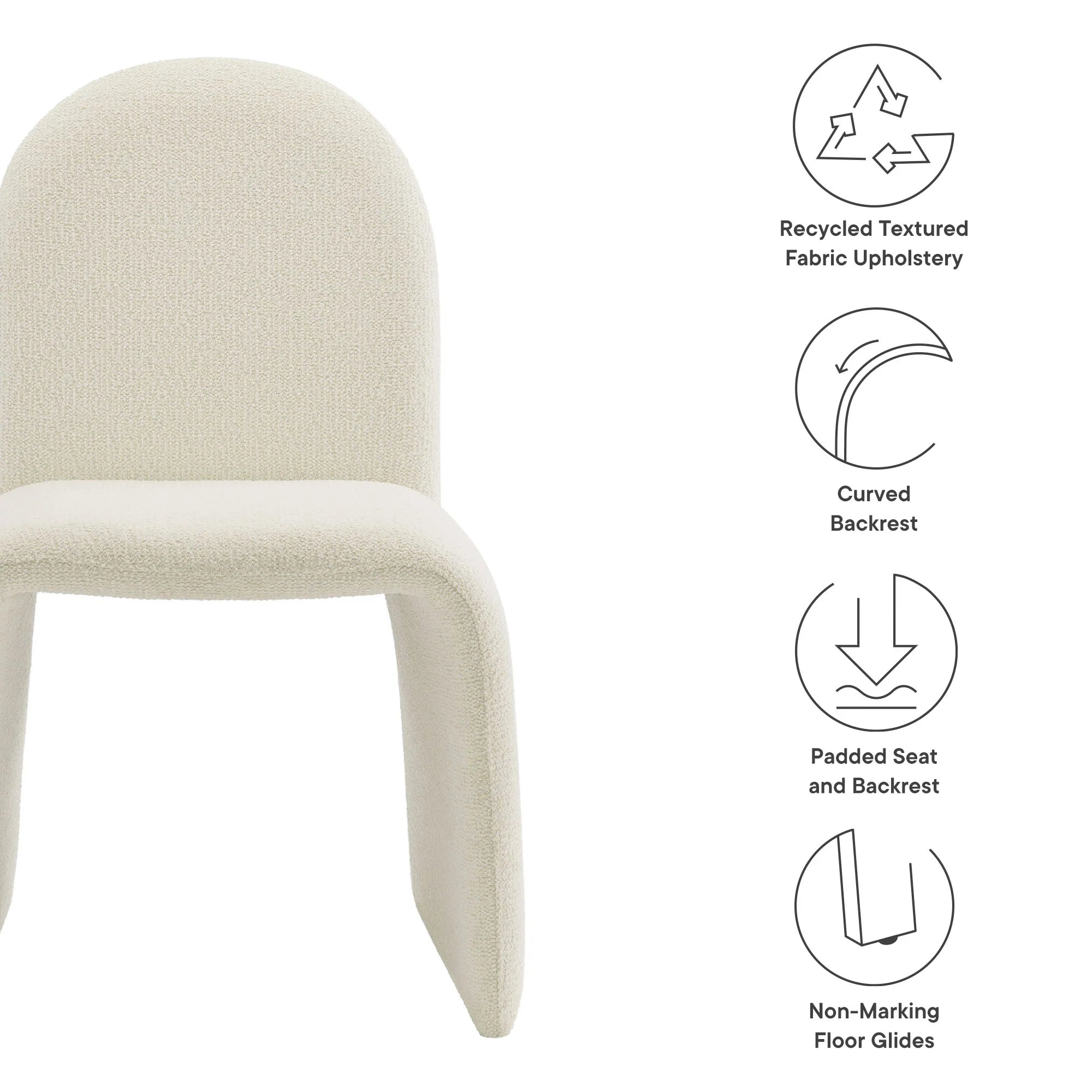 Junia Boucle Upholstered Arch Armless Dining Chair