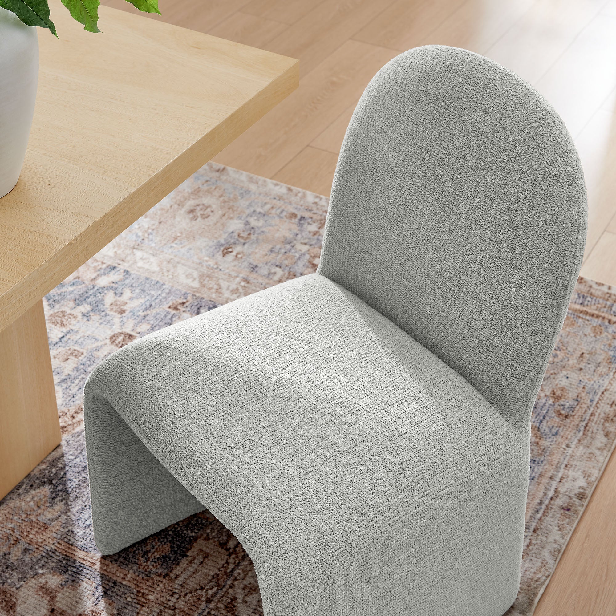 Junia Boucle Upholstered Arch Armless Dining Chair