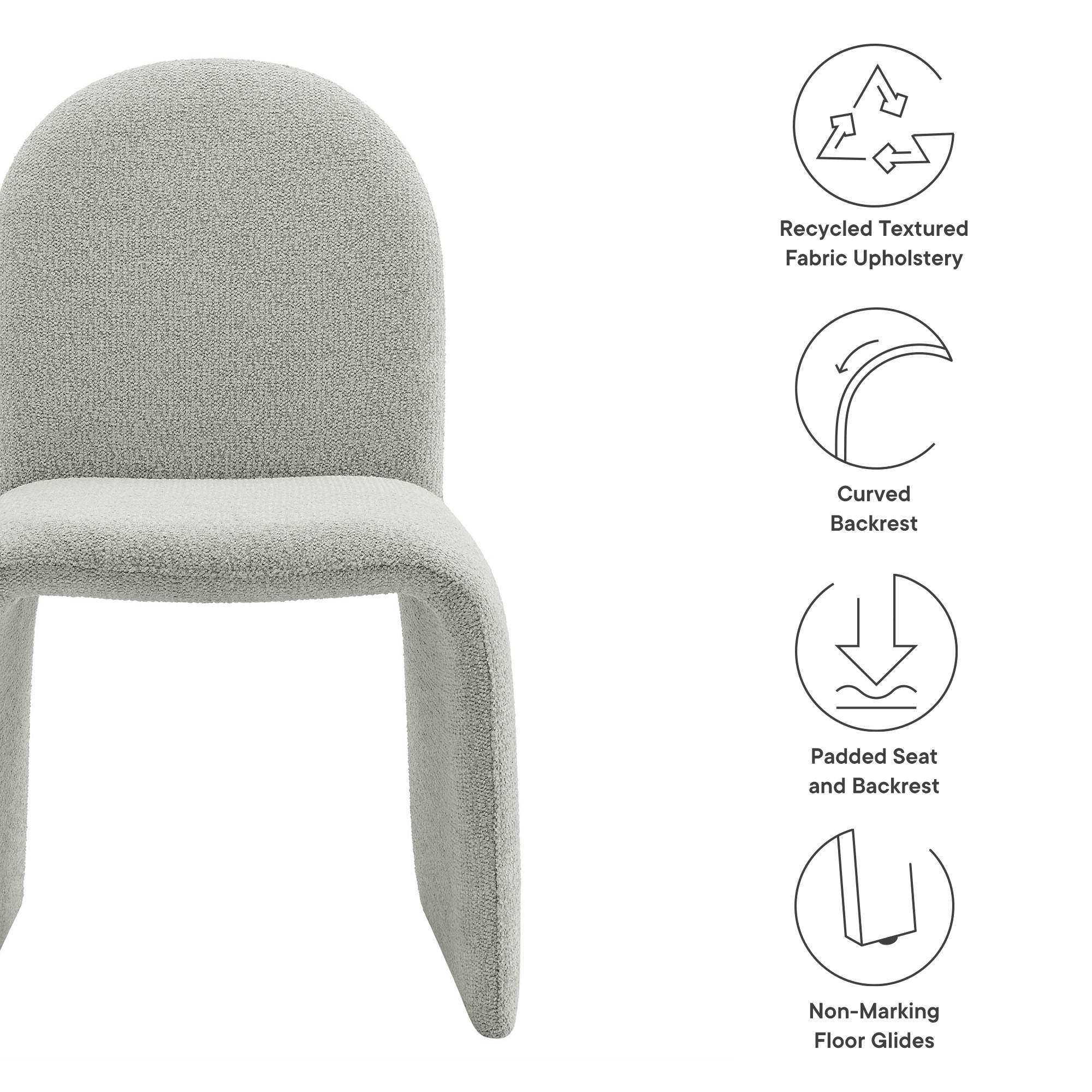 Junia Boucle Upholstered Arch Armless Dining Chair