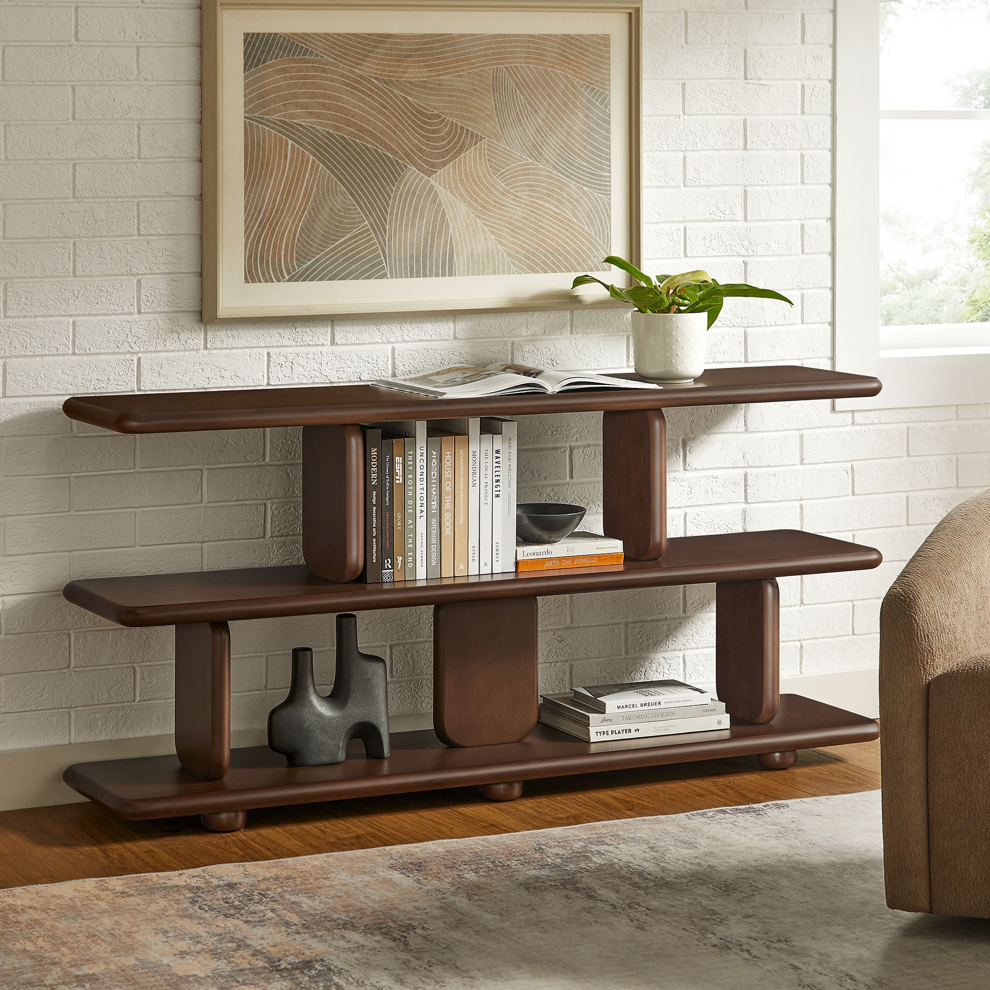 Lyle Sculptural 2-Tier Bookshelf