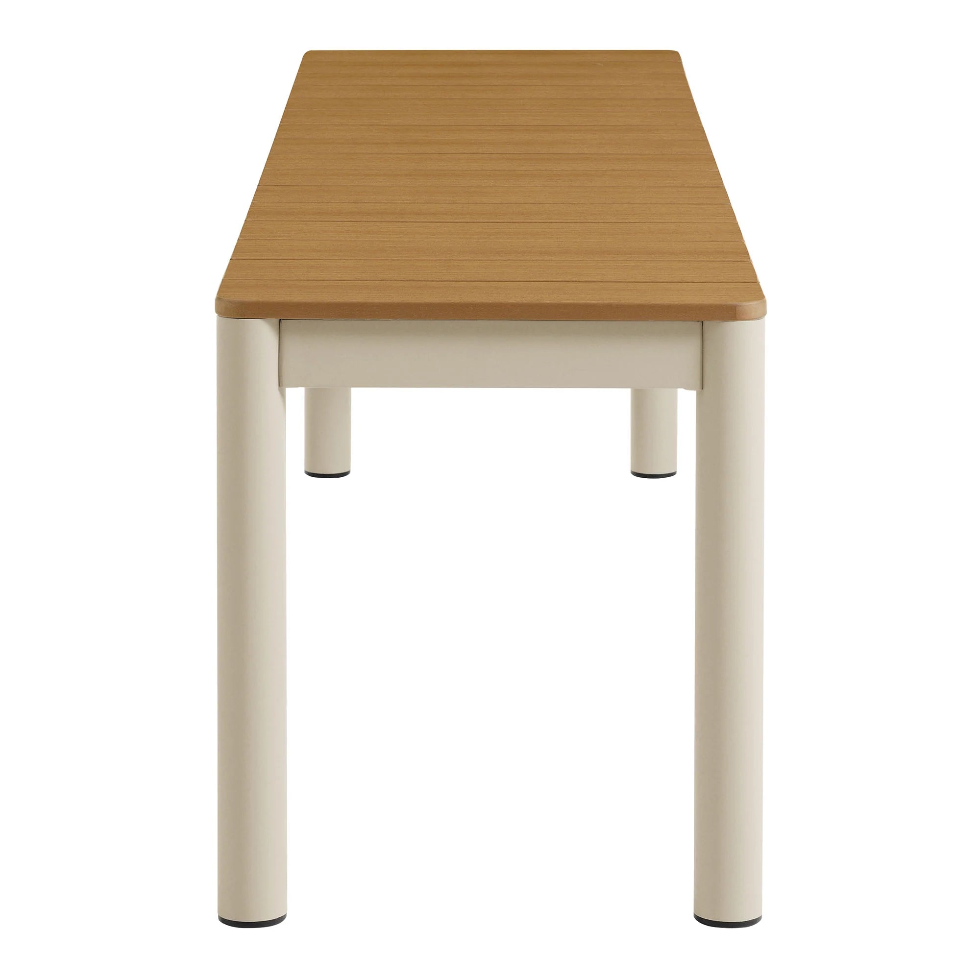 Finn Outdoor Patio Aluminum Bench with Faux Wood Top Set of 2 in Natural