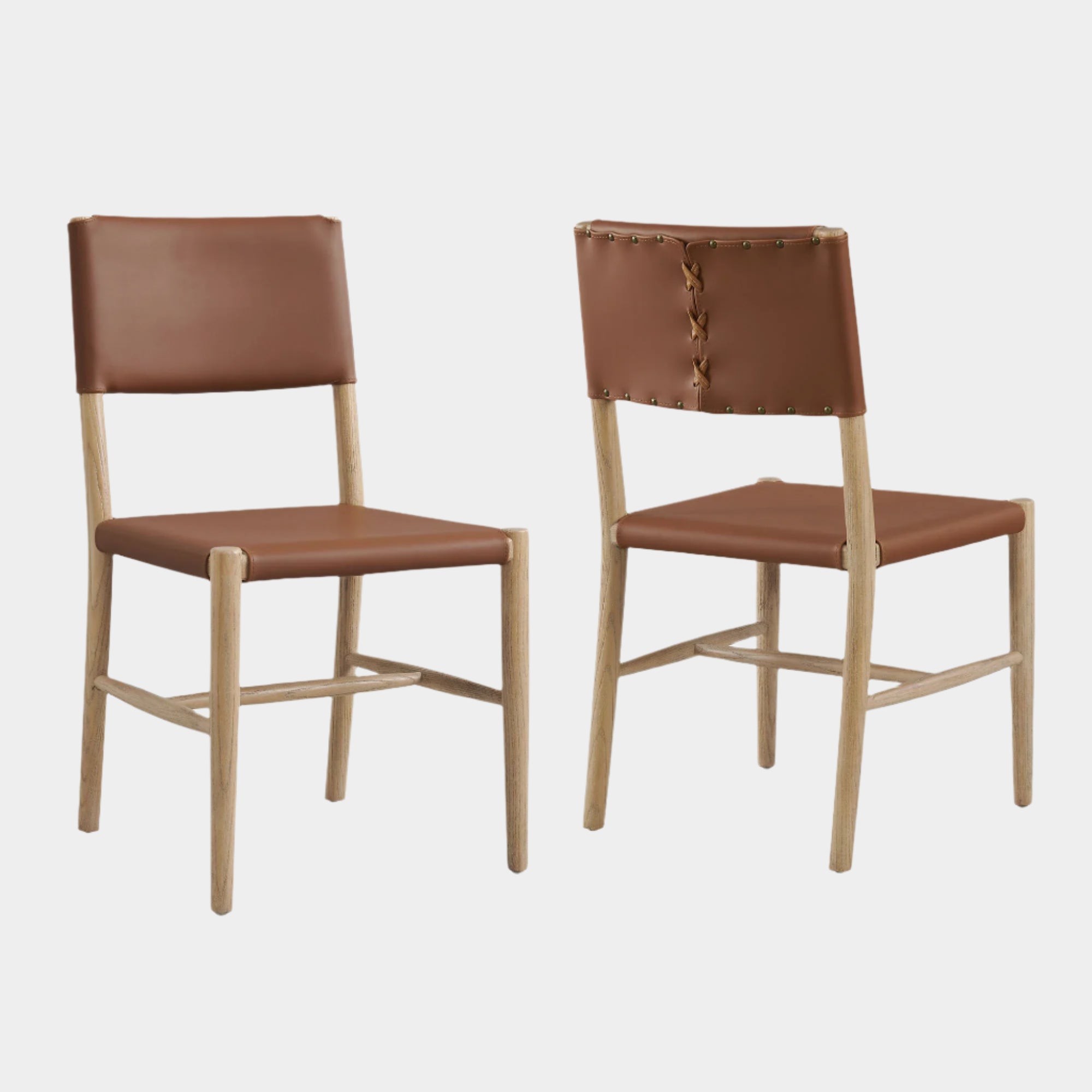 Dover Wood Vegan Leather Dining Side Chairs Set of 2