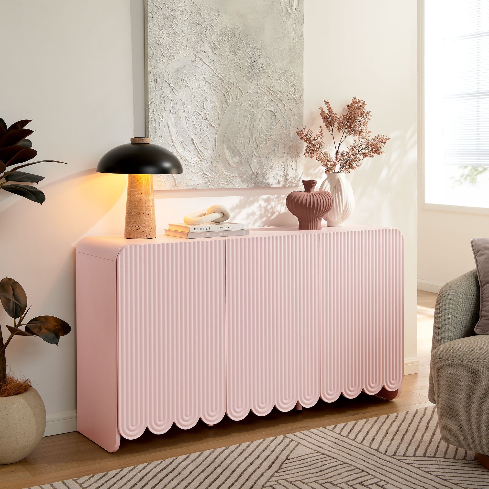 Dahlia Fluted and Scalloped Sideboard Storage Cabinet