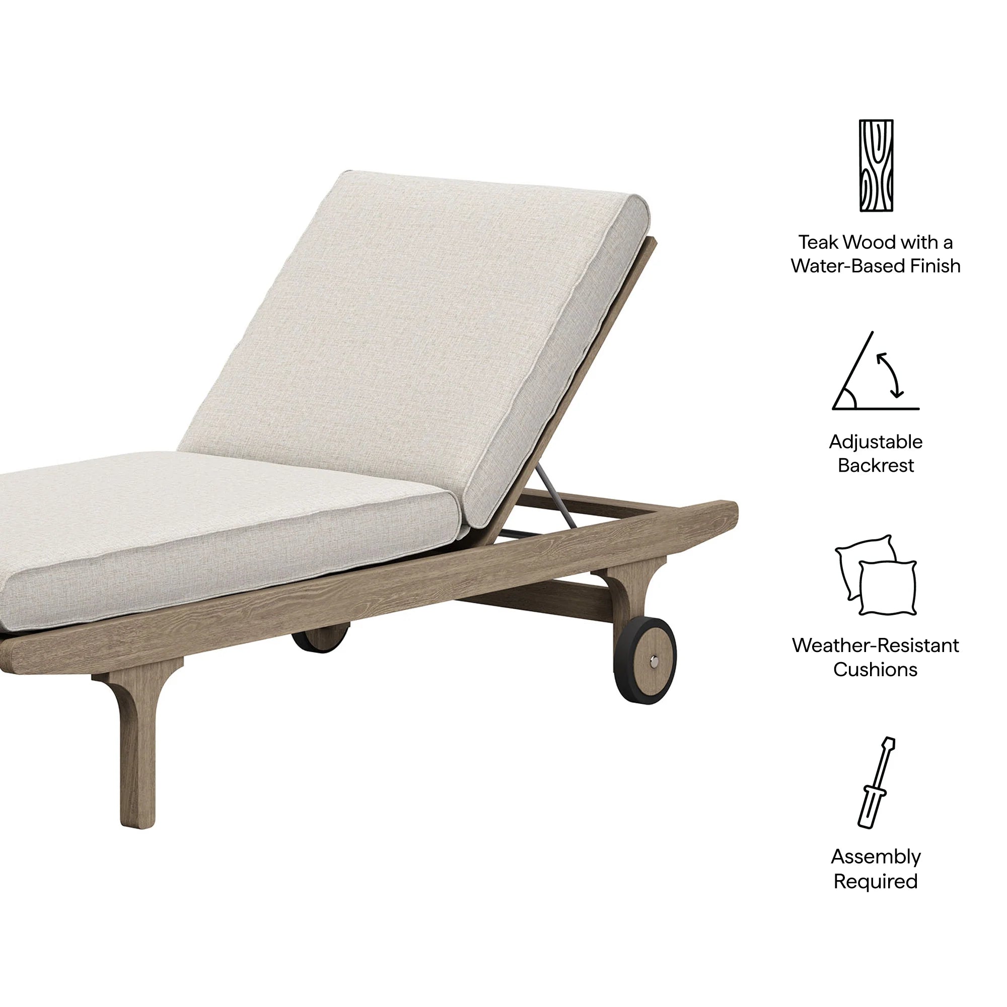 Saratoga Outdoor Teak Chaise Lounge Chair